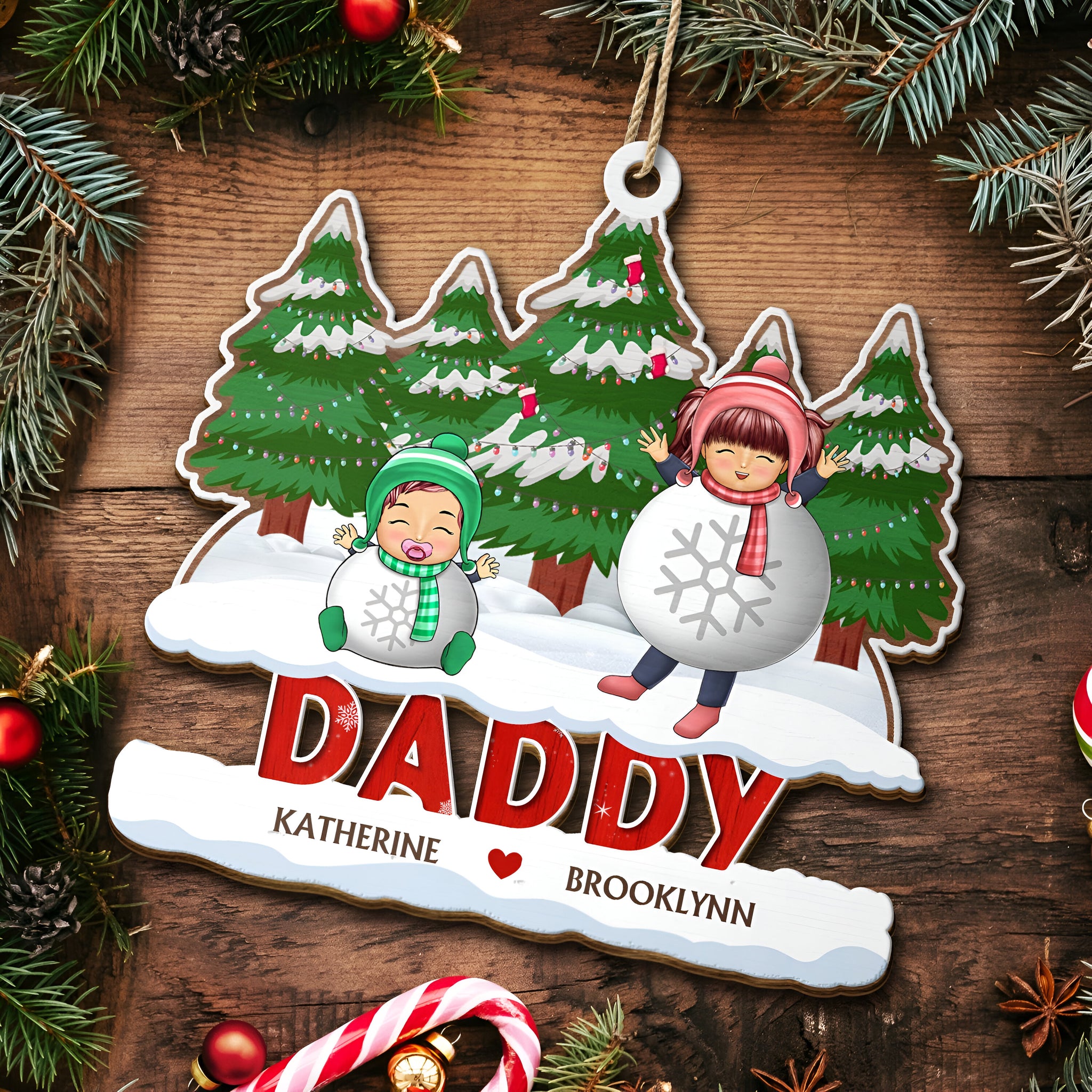 Christmas Cosplay Grandkids Nana Papa Mommy Dad - Loving Gift For Grandpa, Grandma, Grandparents - Personalized Wooden Cutout Ornament ORN0310