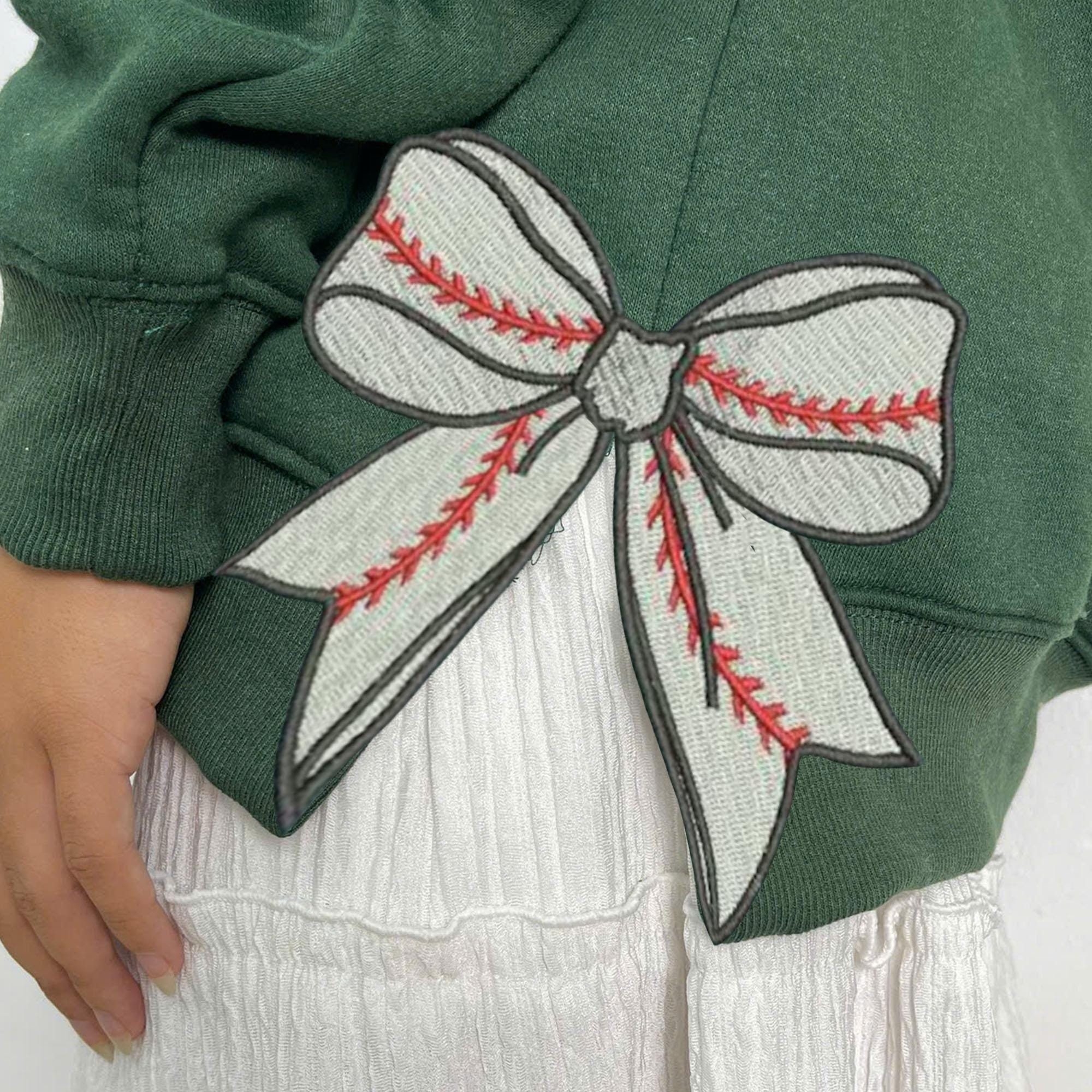 CHRISTMAS EMBROIDERED SWEATSHIRT, Baseball Side Bow Cut-Out Sweatshirt, Plaid Christmas Pullover, Trendy Coquette Bow, Side Bow Sweatshirt ESIBOW