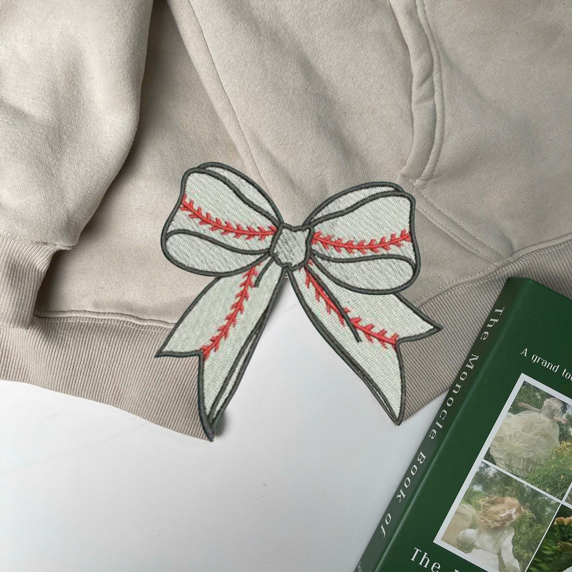 CHRISTMAS EMBROIDERED SWEATSHIRT, Baseball Side Bow Cut-Out Sweatshirt, Plaid Christmas Pullover, Trendy Coquette Bow, Side Bow Sweatshirt ESIBOW