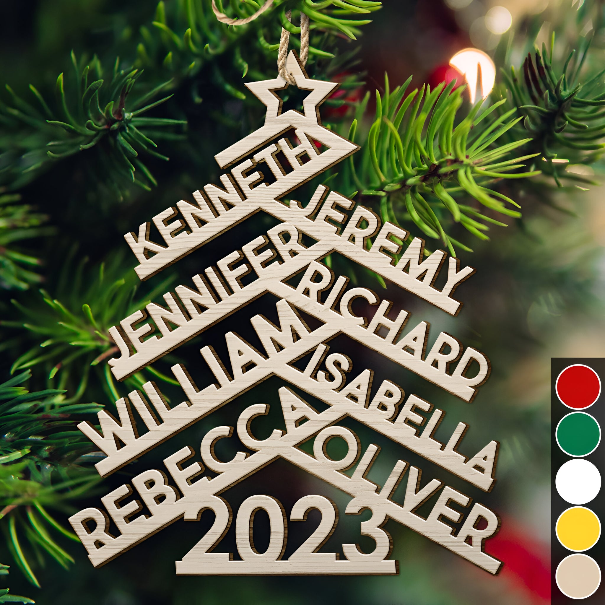 Christmas Family Names Decor - Gift For Family - Personalized Wooden Cutout Ornament ORN0310