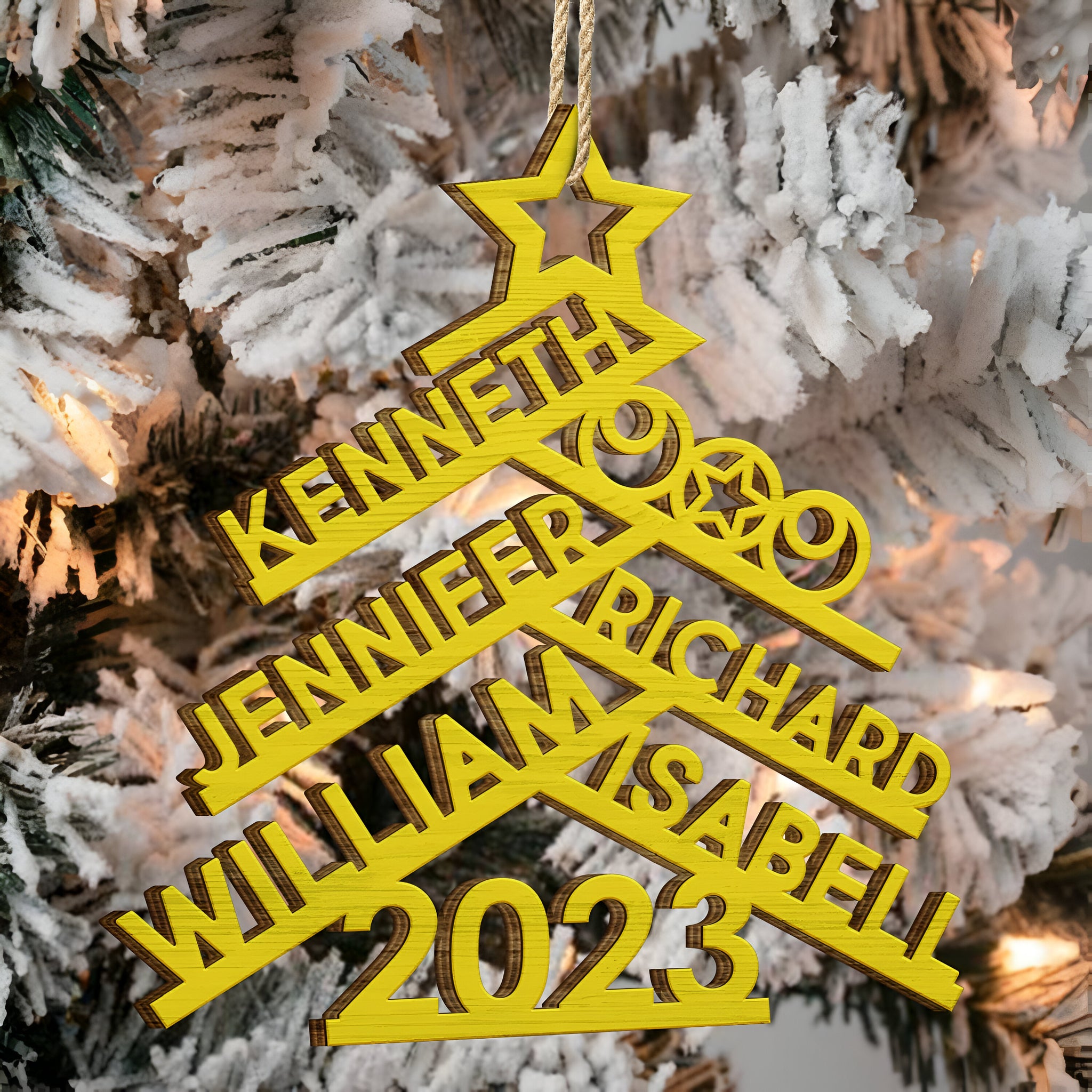 Christmas Family Names Decor - Gift For Family - Personalized Wooden Cutout Ornament ORN0310