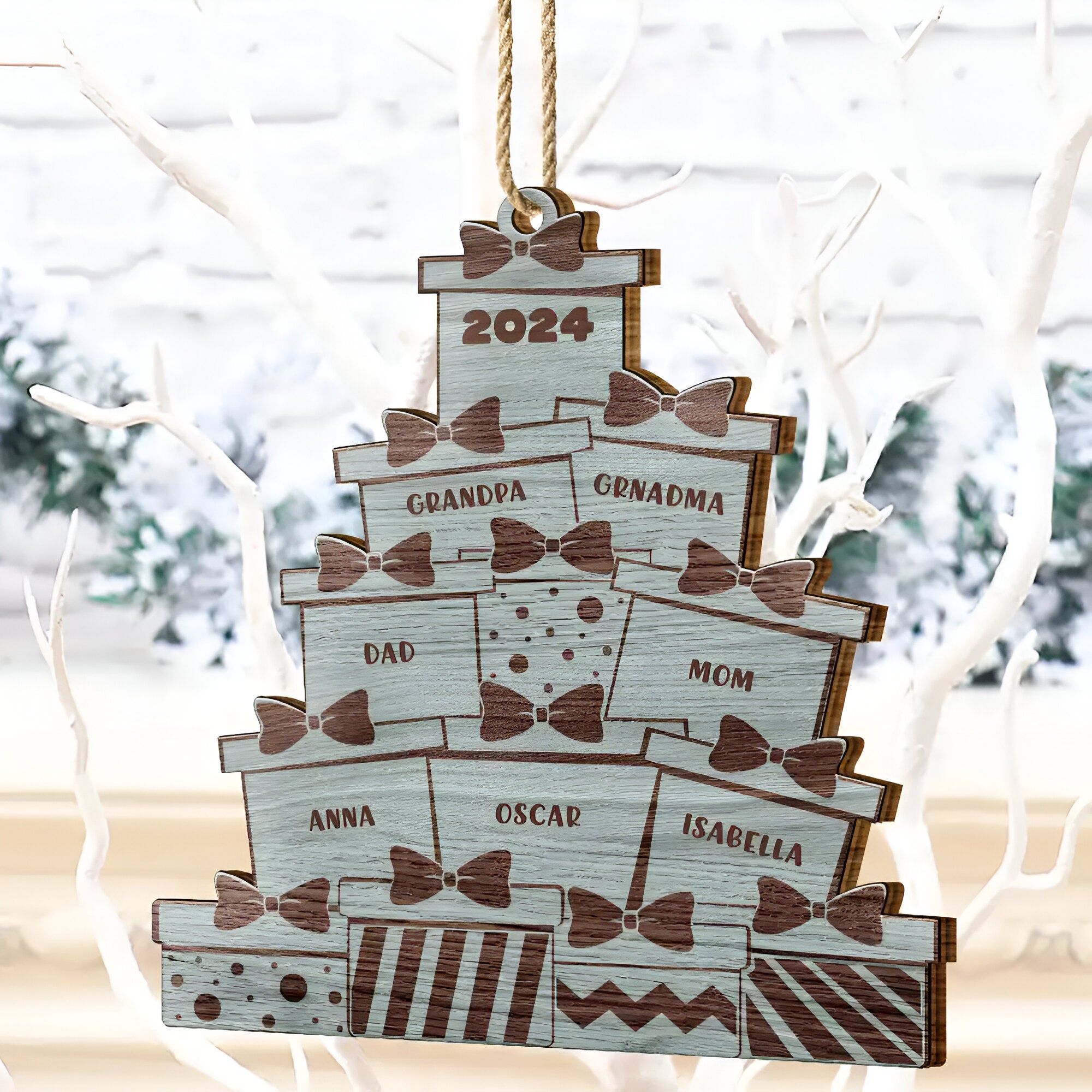 Christmas Presents - Personalized Wooden Cutout Ornament ORN0210