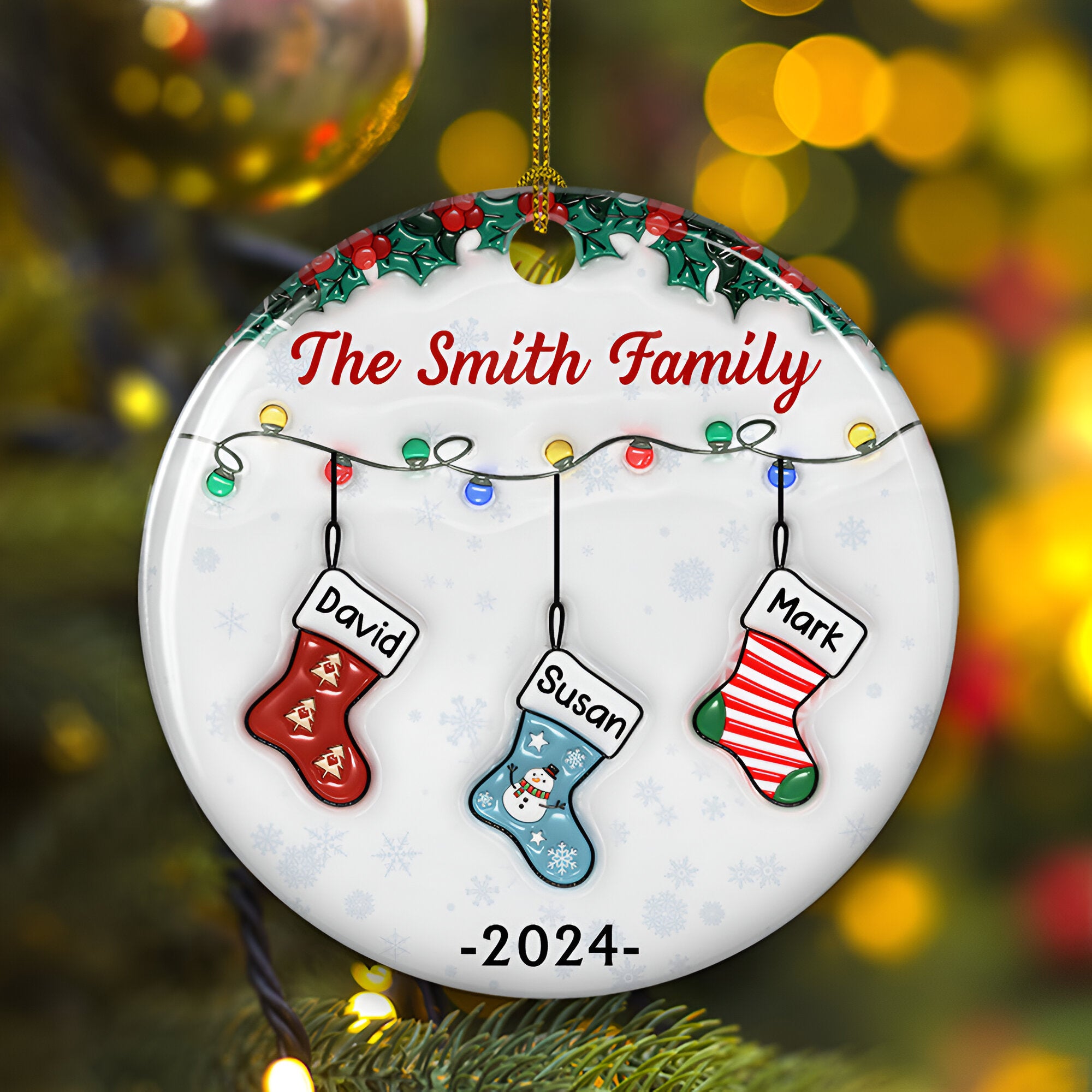 Christmas Together - Personalized Custom 3D Inflated Effect Ceramic Ornament ORN0710