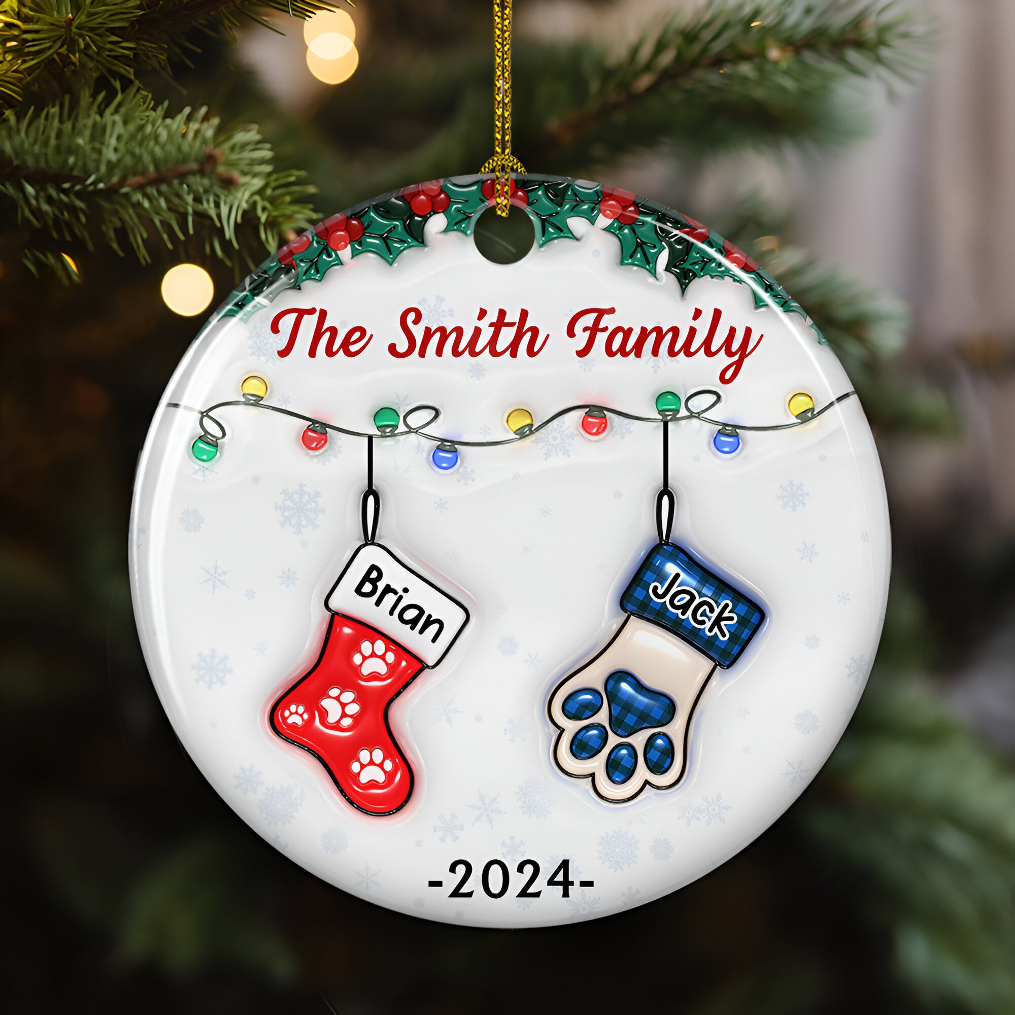 Christmas Together - Personalized Custom 3D Inflated Effect Ceramic Ornament ORN0710