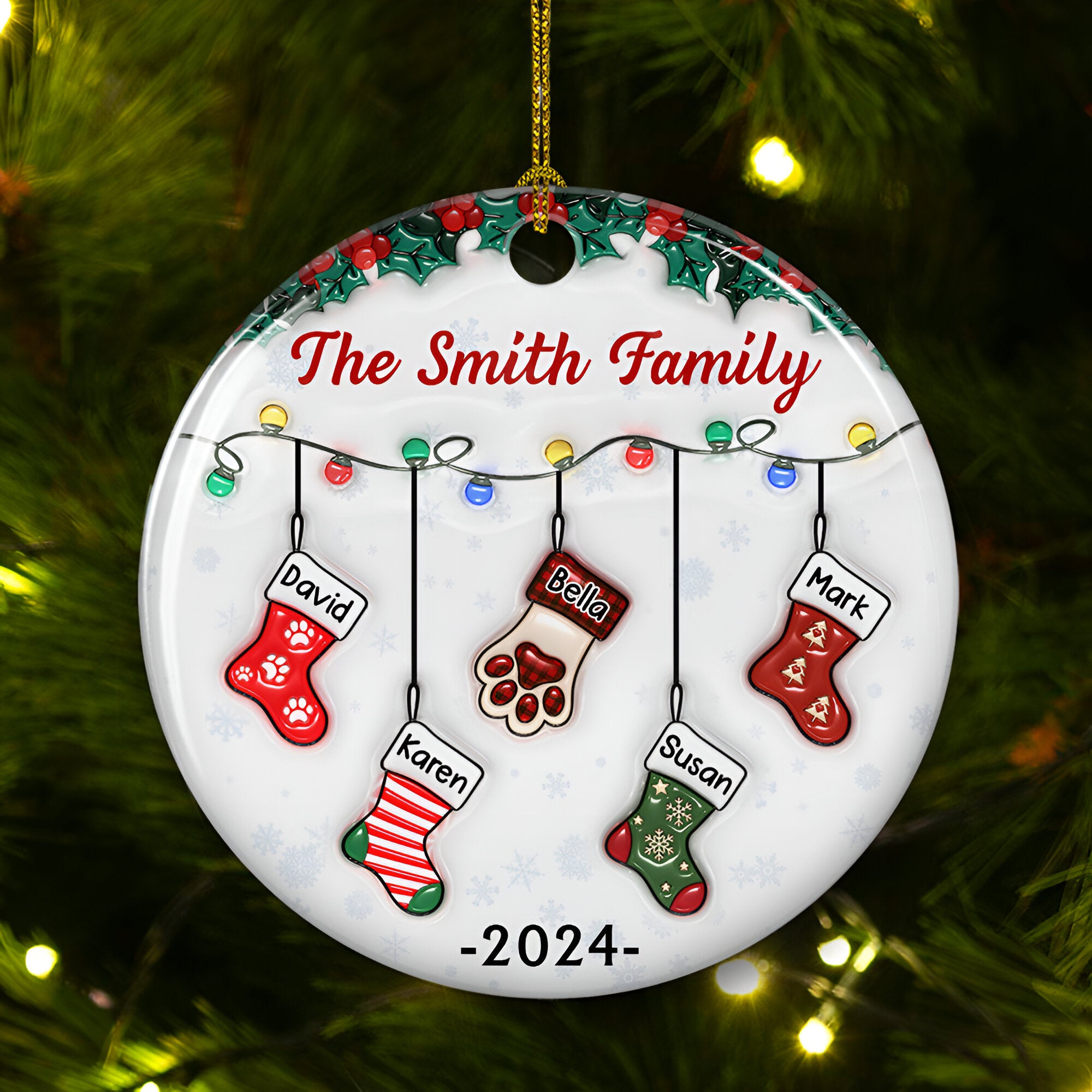 Christmas Together - Personalized Custom 3D Inflated Effect Ceramic Ornament ORN0710