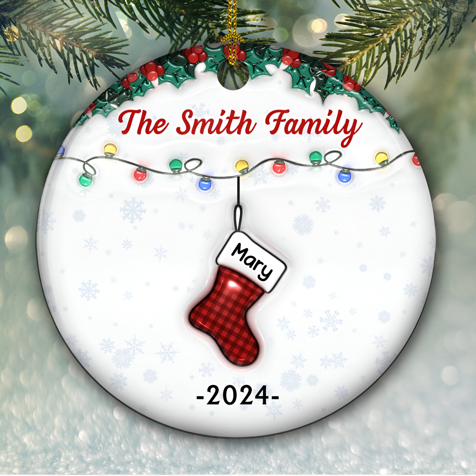 Christmas Together - Personalized Custom 3D Inflated Effect Ceramic Ornament ORN0710