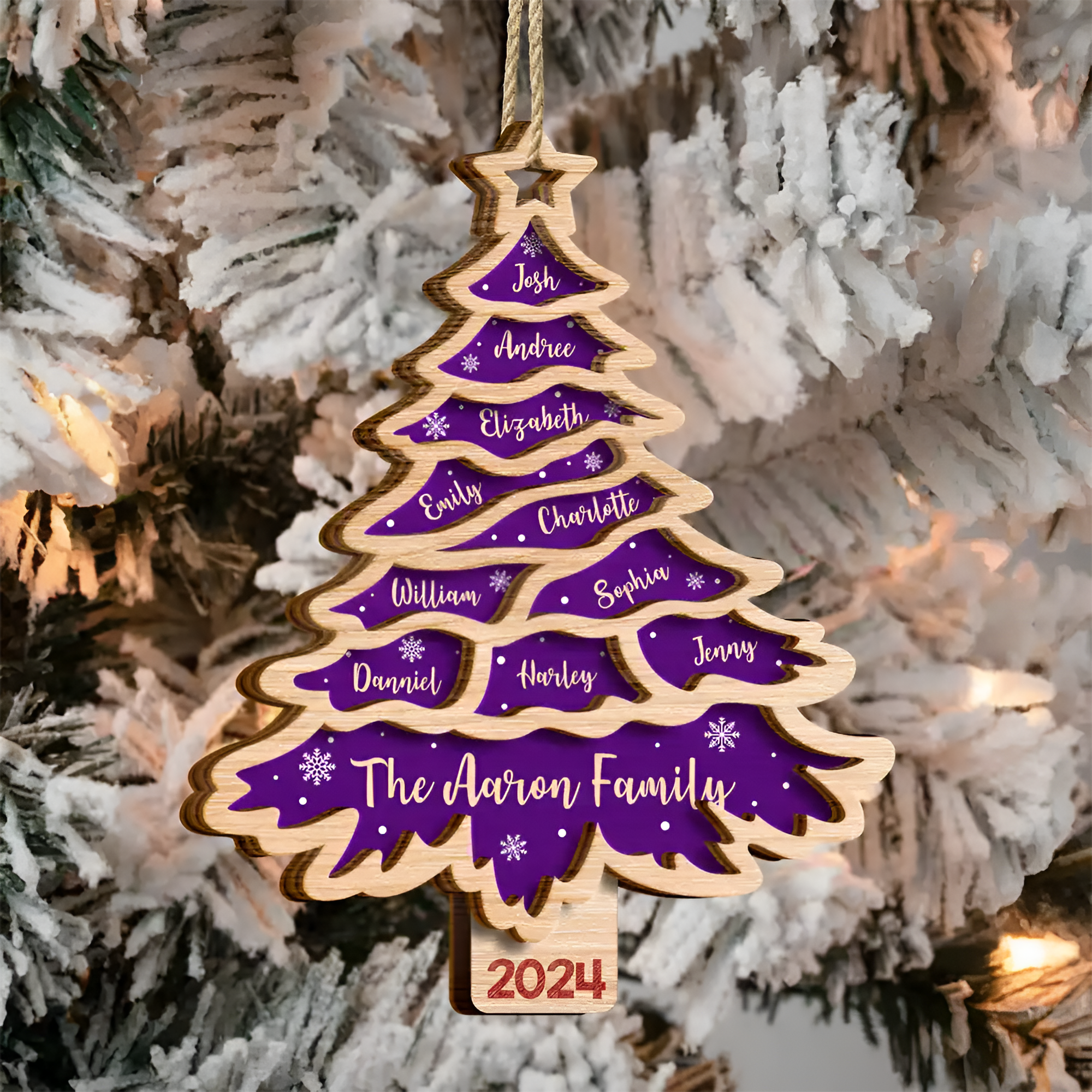 Christmas Tree Family Bestie Custom Names Version 3 - Personalized 2-Layered Wooden Ornament ORN02101