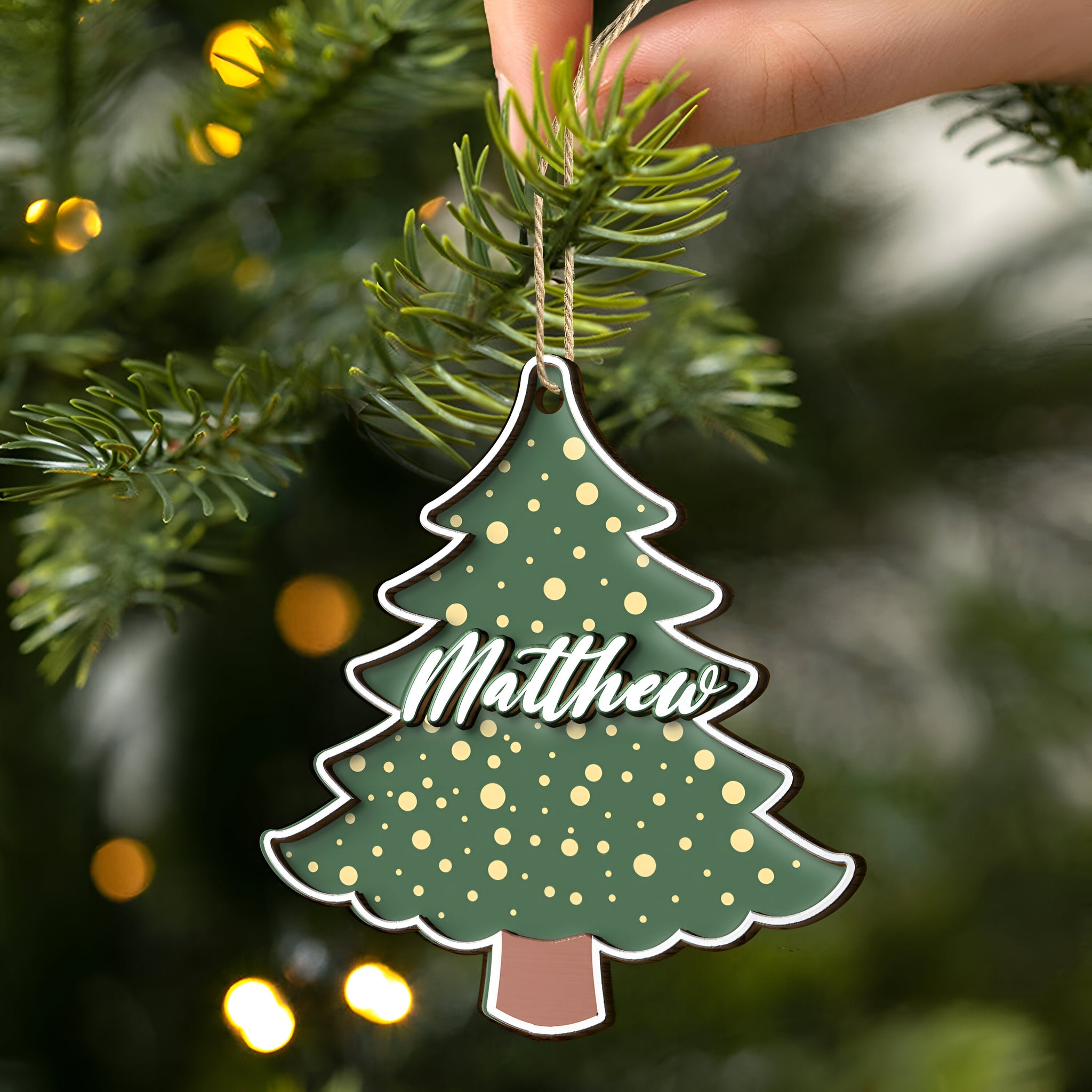 Christmas Tree Family Name - Gift For Family - Personalized 2-Layered Wooden Ornament ORN0310