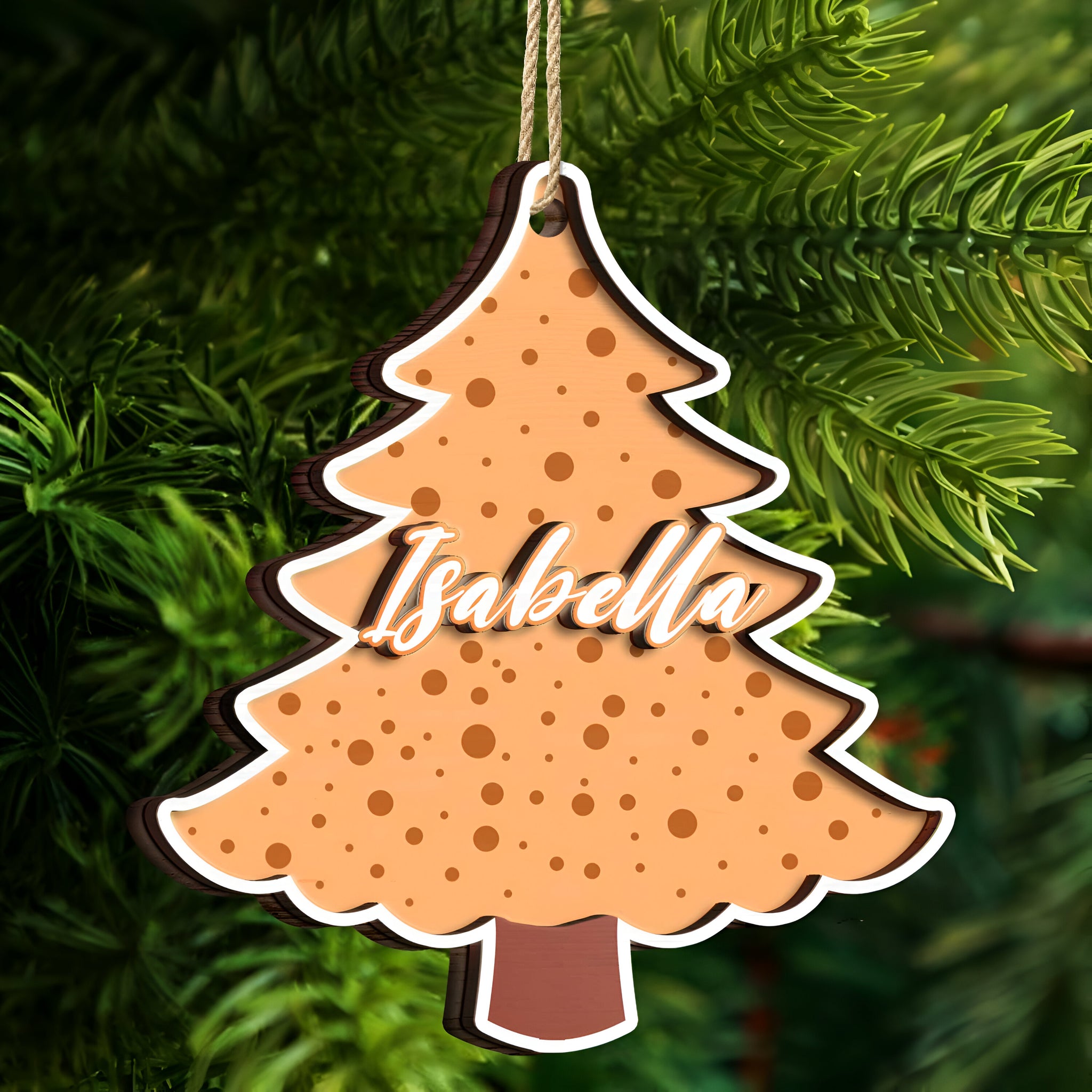 Christmas Tree Family Name - Gift For Family - Personalized 2-Layered Wooden Ornament ORN0310