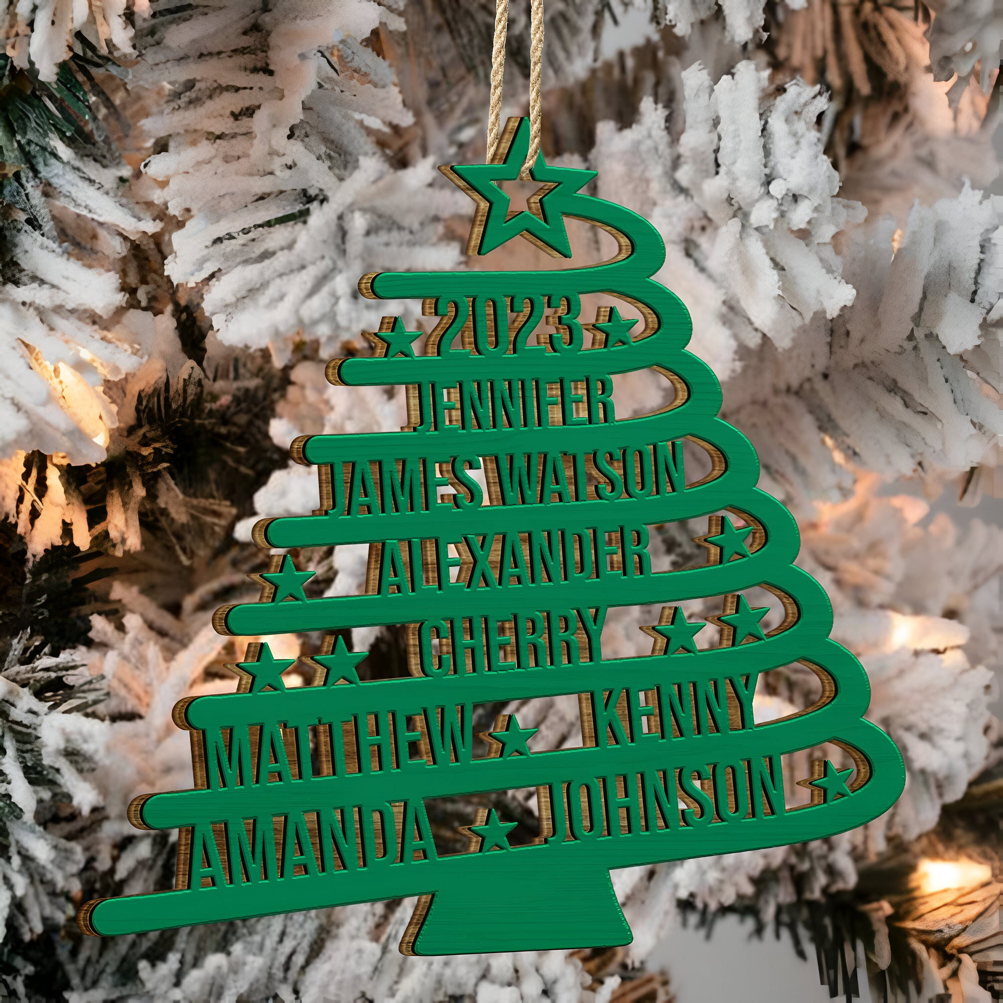 Christmas Tree With Names - Christmas Gift For Family - Personalized Wooden Cutout Ornament ORN02101