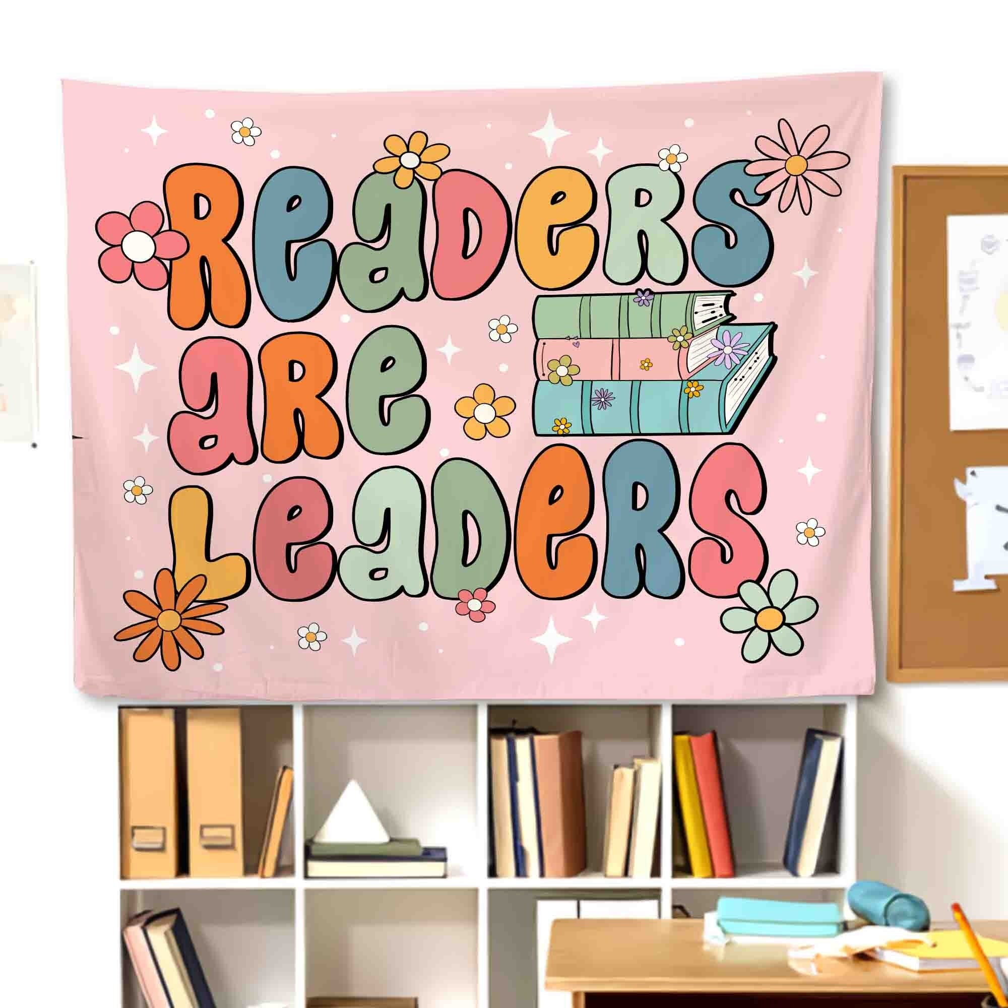 Classroom Decor, Teacher Back To School Gifts, Reader Are Leaders Tapestry, Classroom Gifts Motivational Banner, Inspiration Study Tapestry TAPES1