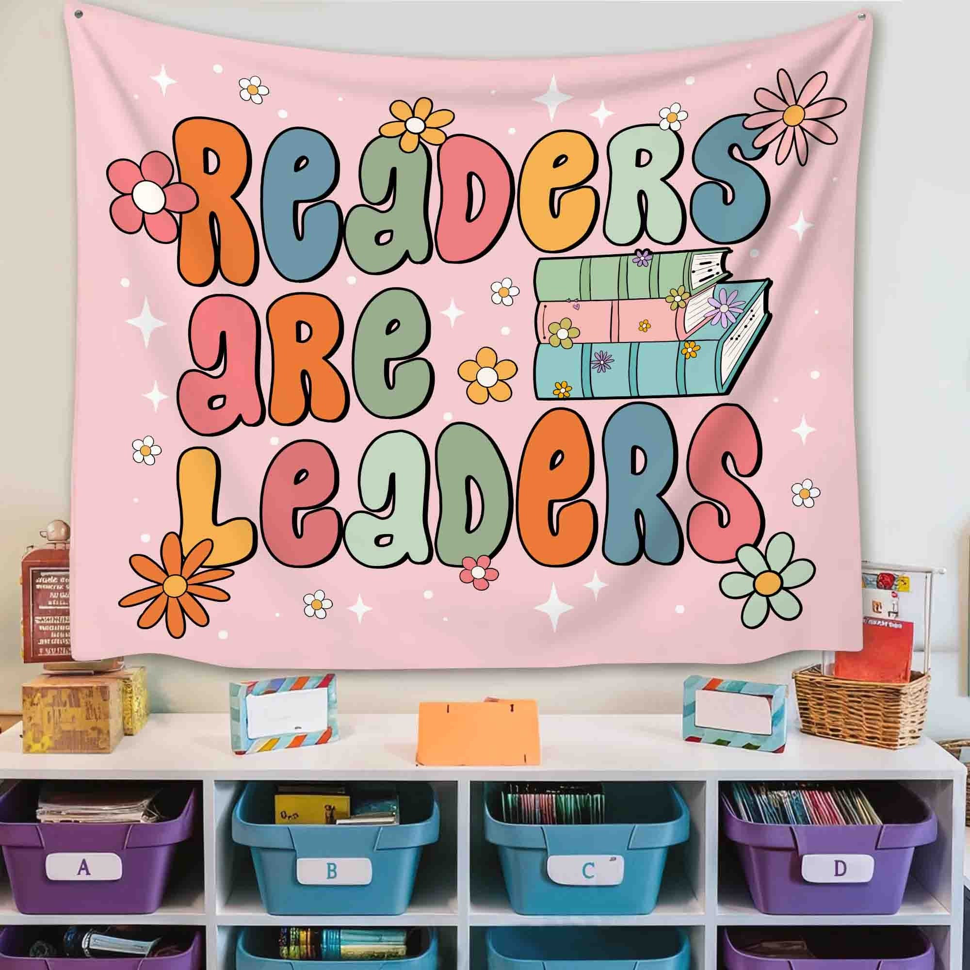 Classroom Decor, Teacher Back To School Gifts, Reader Are Leaders Tapestry, Classroom Gifts Motivational Banner, Inspiration Study Tapestry TAPES1