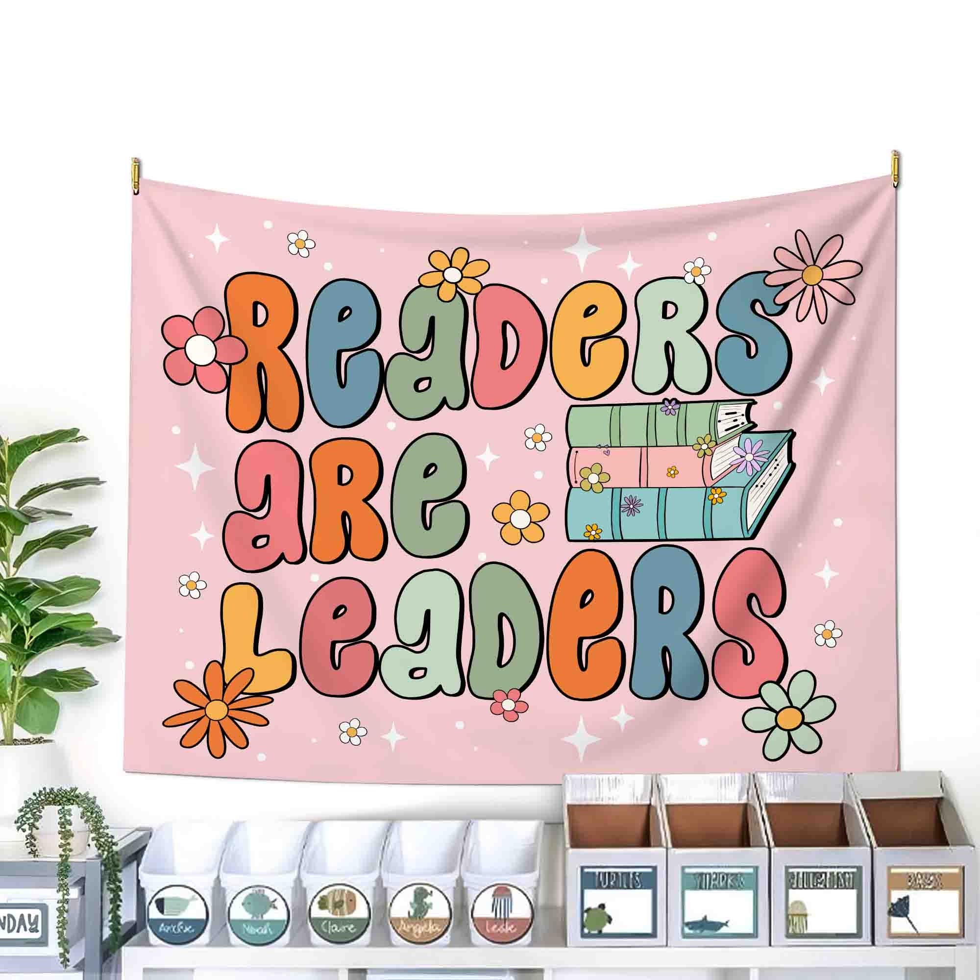 Classroom Decor, Teacher Back To School Gifts, Reader Are Leaders Tapestry, Classroom Gifts Motivational Banner, Inspiration Study Tapestry TAPES1