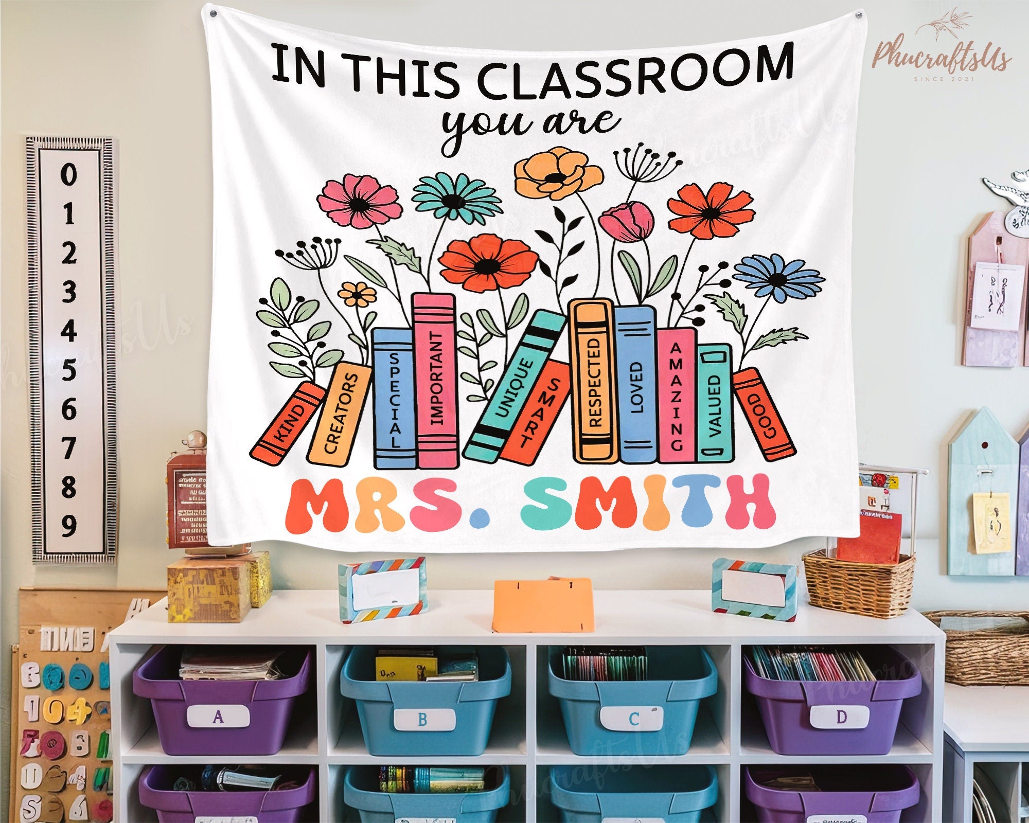 Classroom Decor, Teacher Back To School Tapestry, In This Classroom Banner, Read More Books Classroom Tapestry, Classroom Gift For Teacher TAPES1