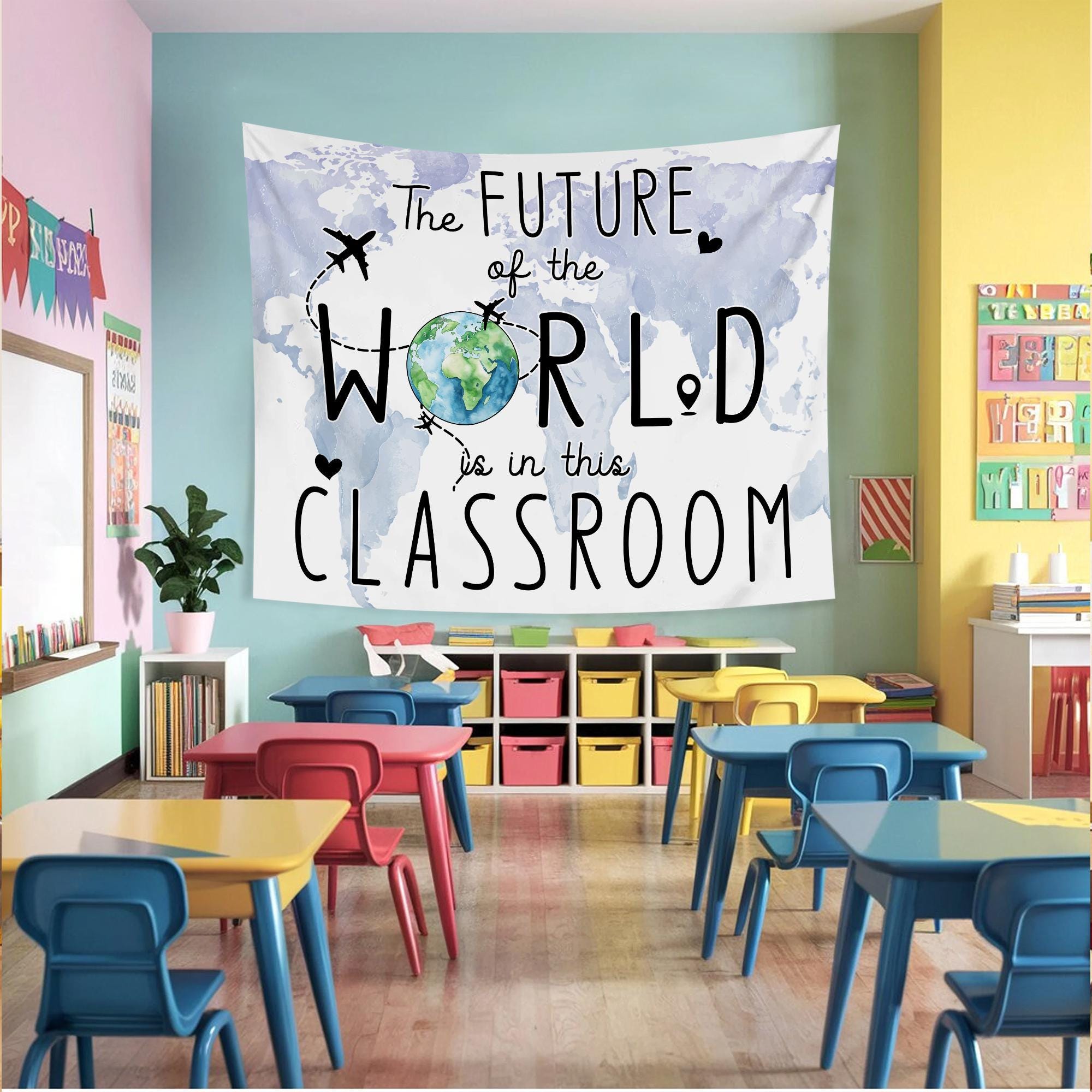 Classroom Decoration, Classroom Tapestry, The Future of The World Is In This Classroom, Teacher Gifts, Teacher Tapestry, Back to School TAPES1