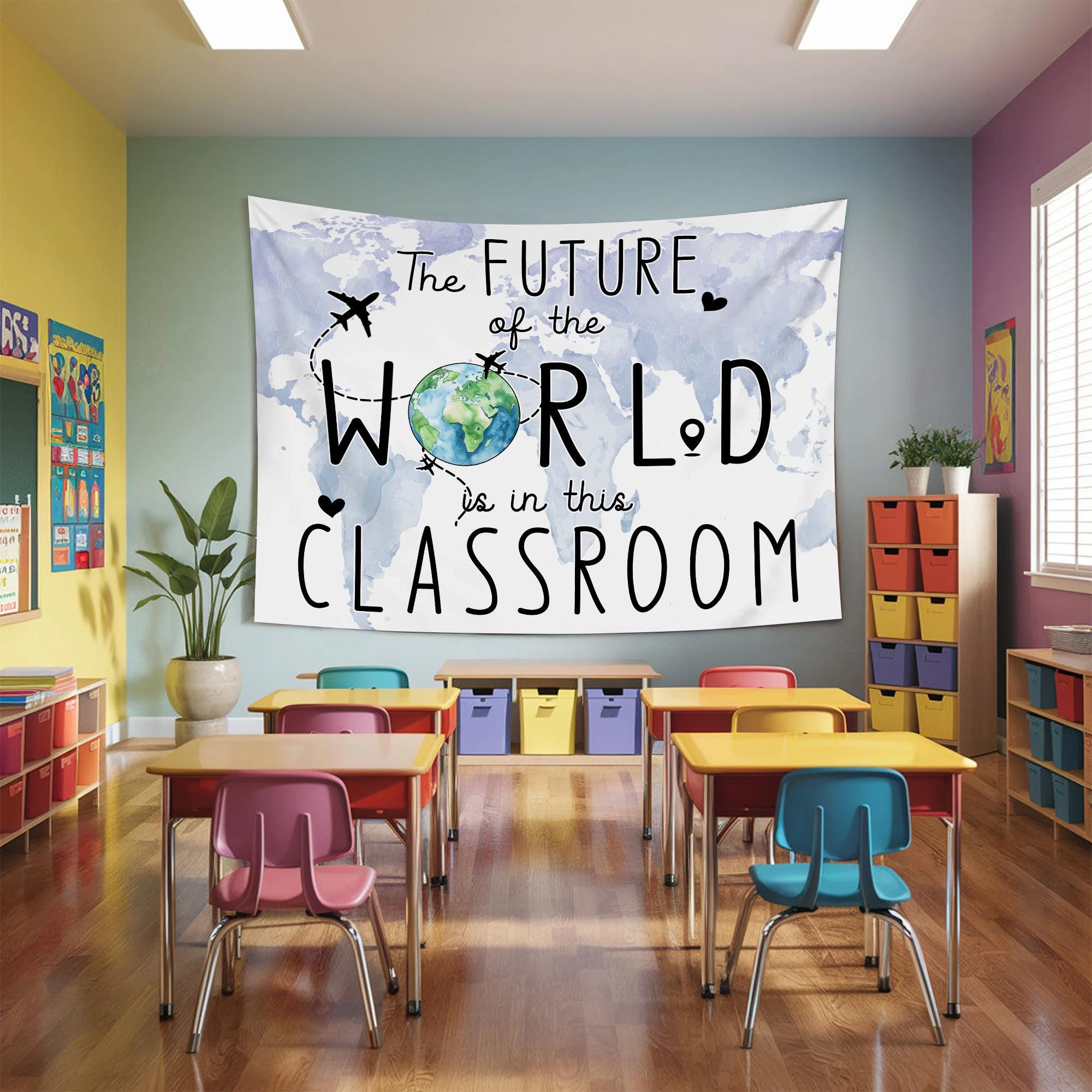 Classroom Decoration, Classroom Tapestry, The Future of The World Is In This Classroom, Teacher Gifts, Teacher Tapestry, Back to School TAPES1