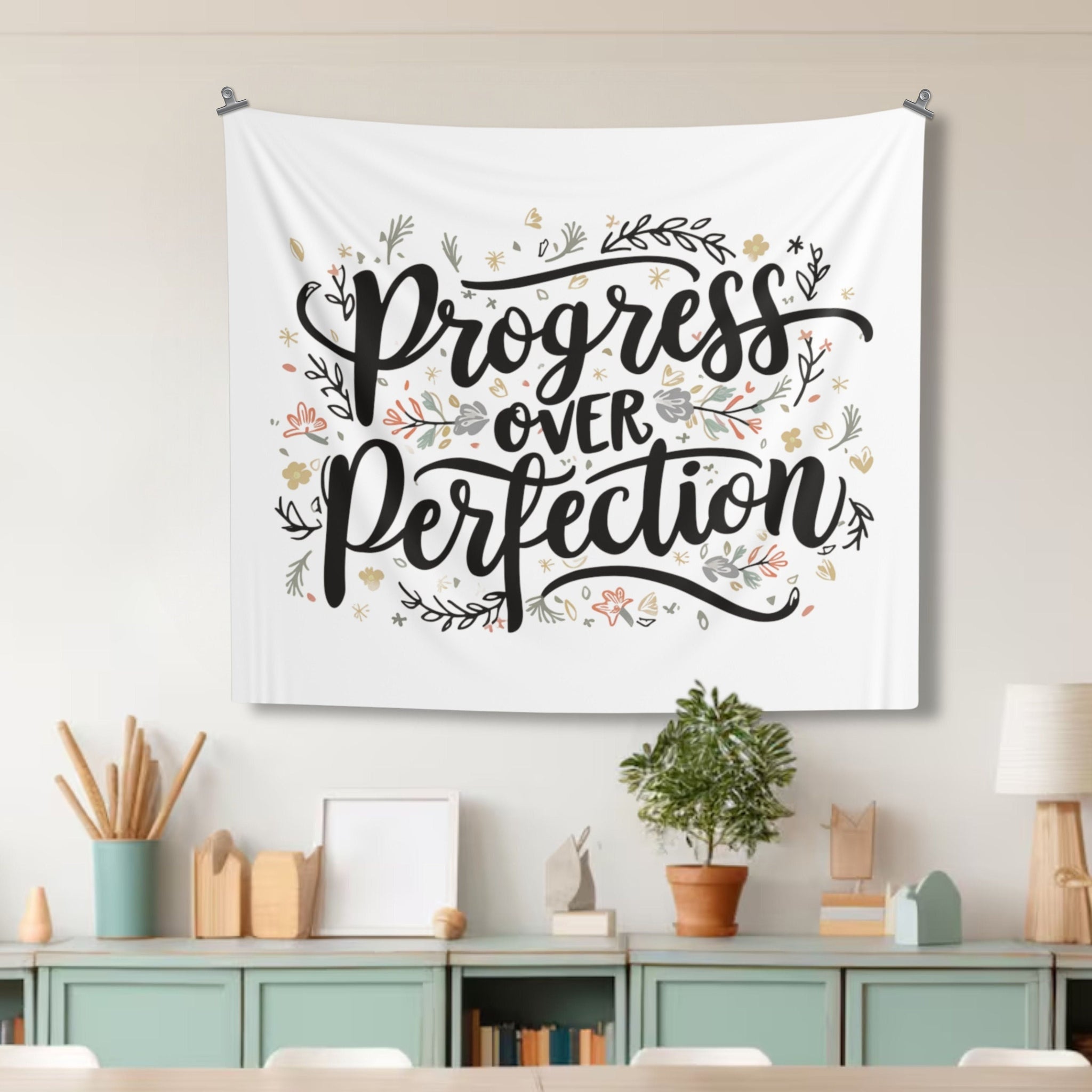 Classroom Tapestry, Progress Over Perfection, BOHO Classroom Decor, Teacher Decor, Classroom D?cor, Motivational Theme, Indoor Wall Tapestry TAPES1