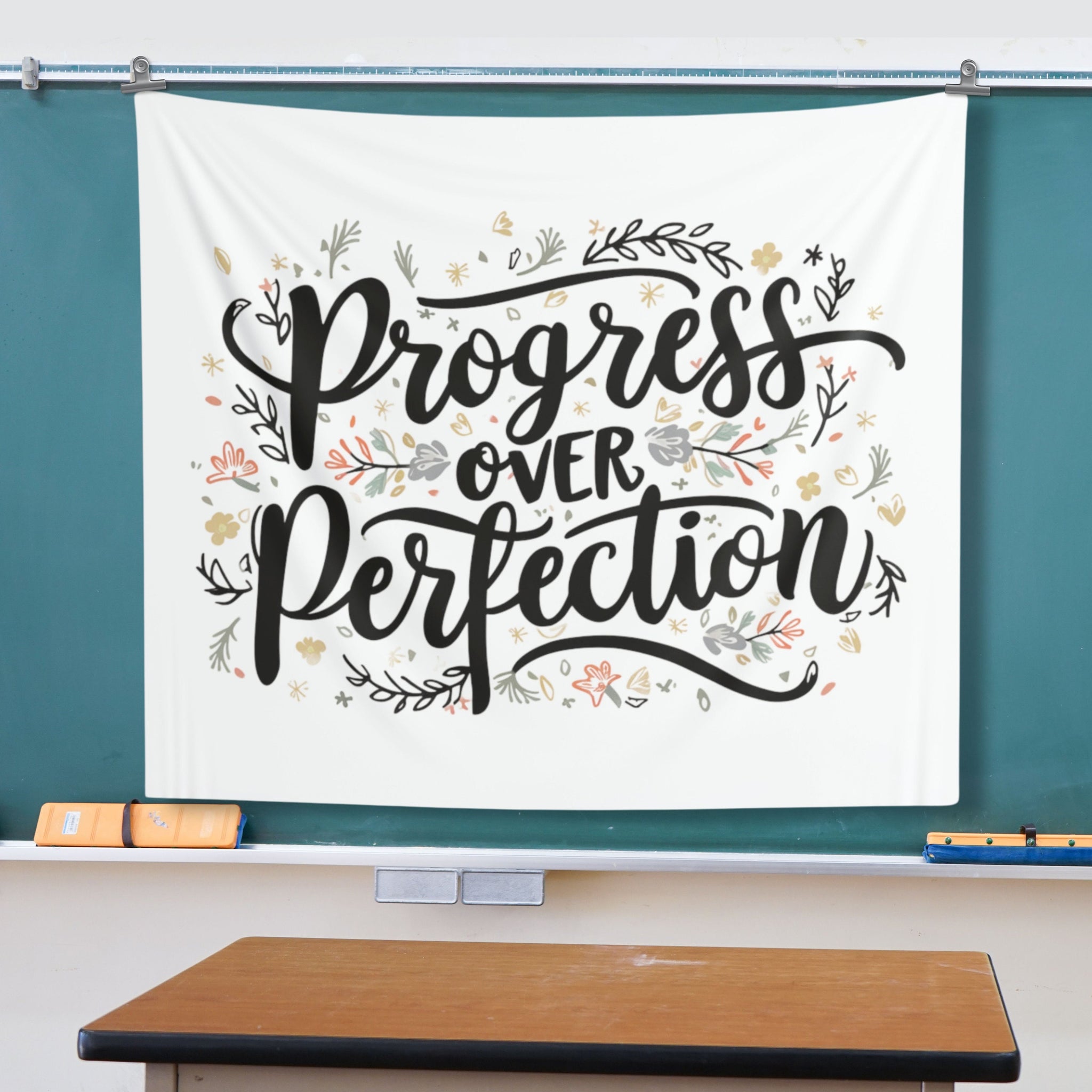 Classroom Tapestry, Progress Over Perfection, BOHO Classroom Decor, Teacher Decor, Classroom D?cor, Motivational Theme, Indoor Wall Tapestry TAPES1