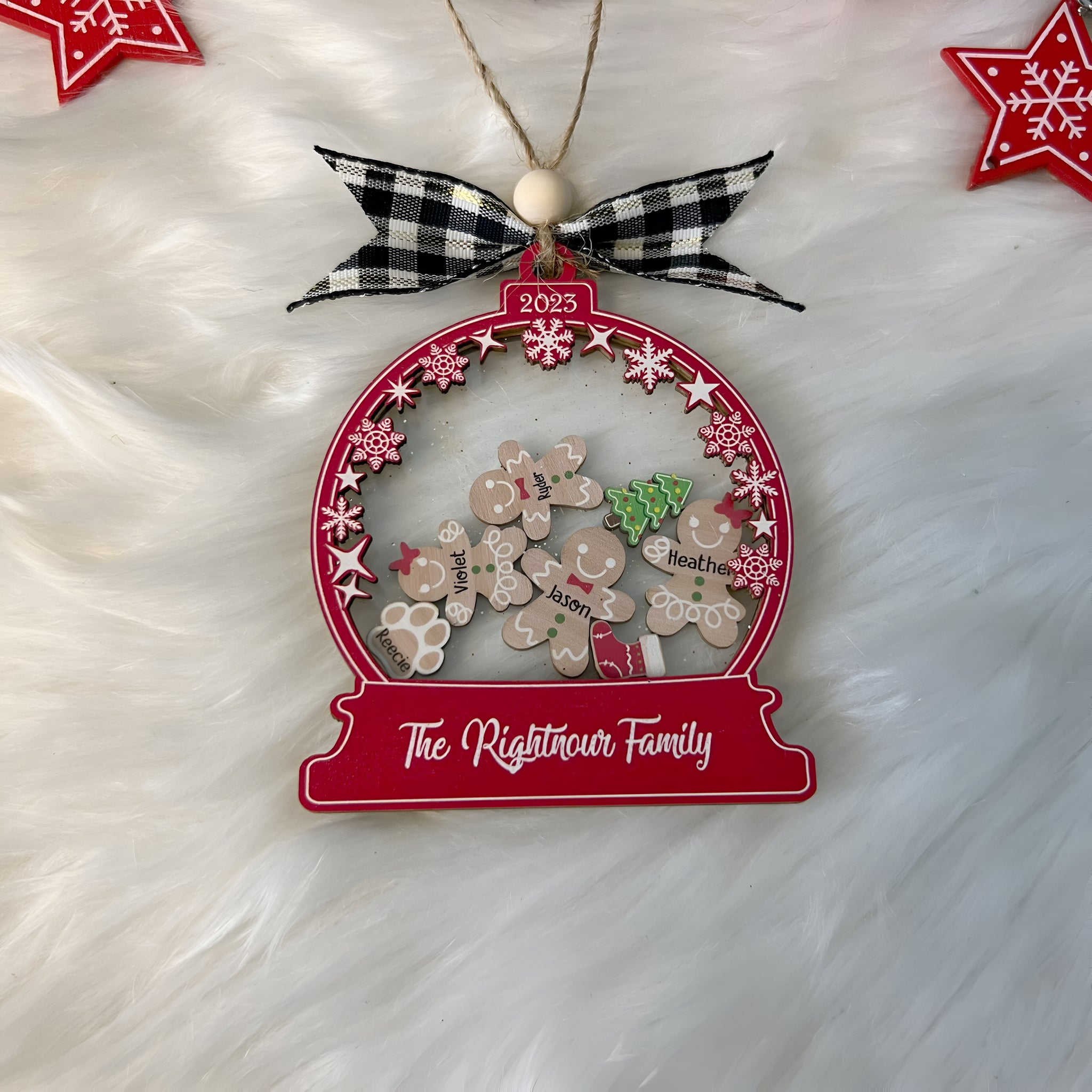 Cool Gingerbread with Christmas Family Ornament 2024, 4D Customized Cookie Ornament Gift for Christmas, Custom Family Ornament 2024 ORHA24