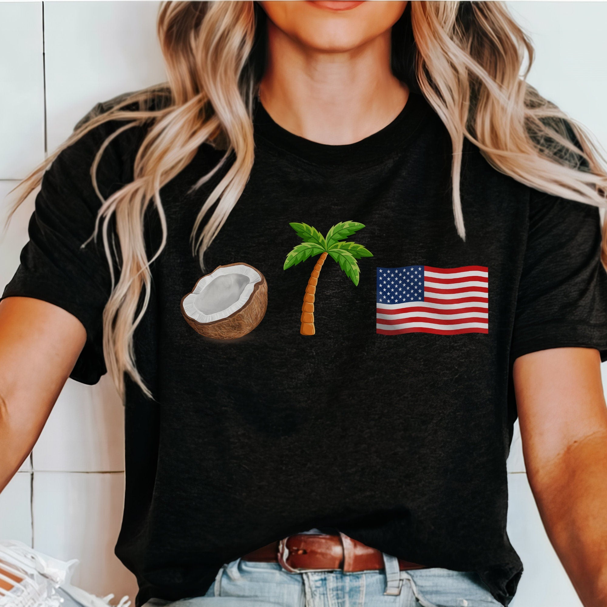 Coconut Palm Tree Emoji President Kamala Harris Shirt, 2024 Election T-shirt, Coconut Meme Emoji top, Madam President tee  TD2907 04