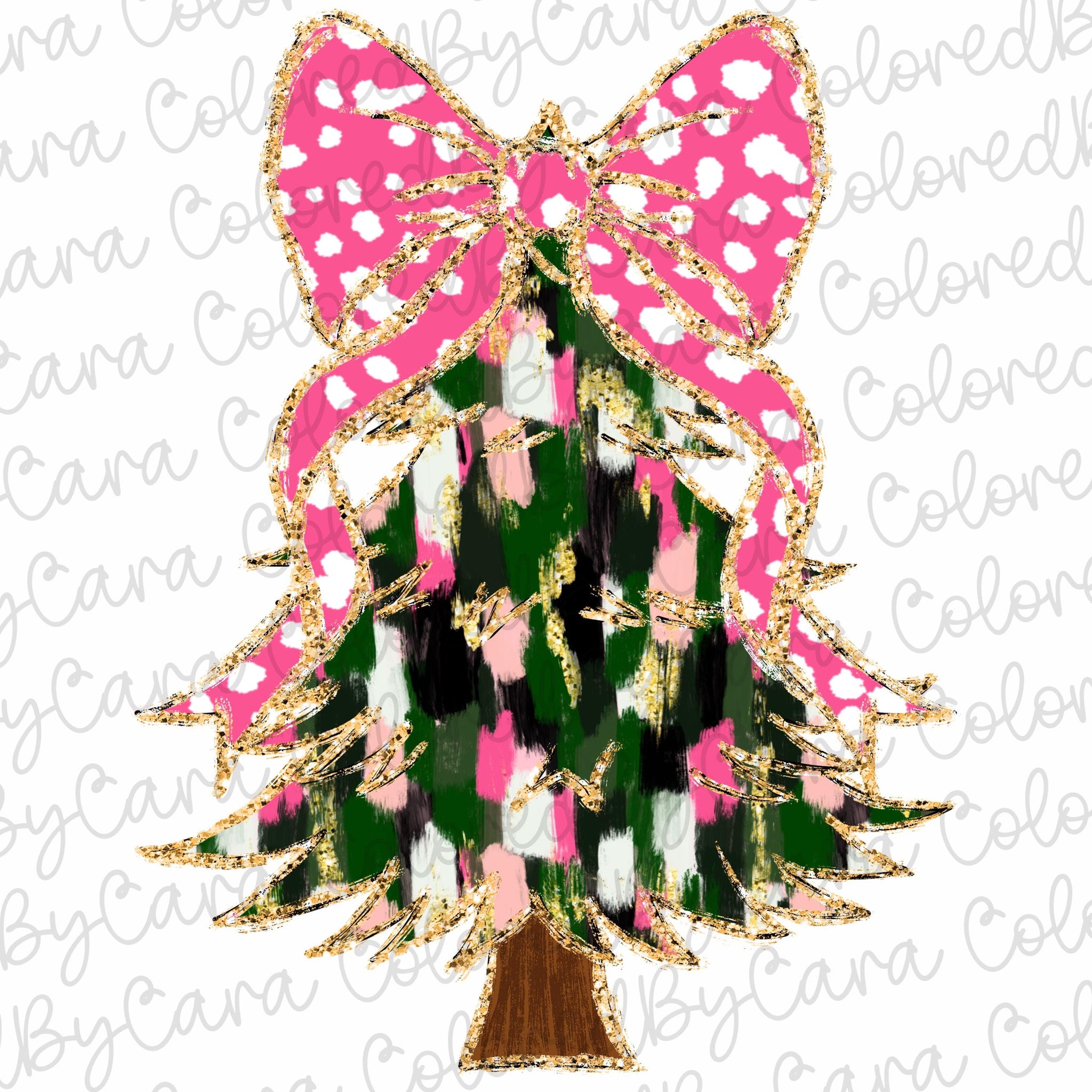 Colorful Coquette glitter Christmas png girls Christmas tree design dtf Christmas girls winter png kids santa design bow acrylic brushstroke 1 SCU