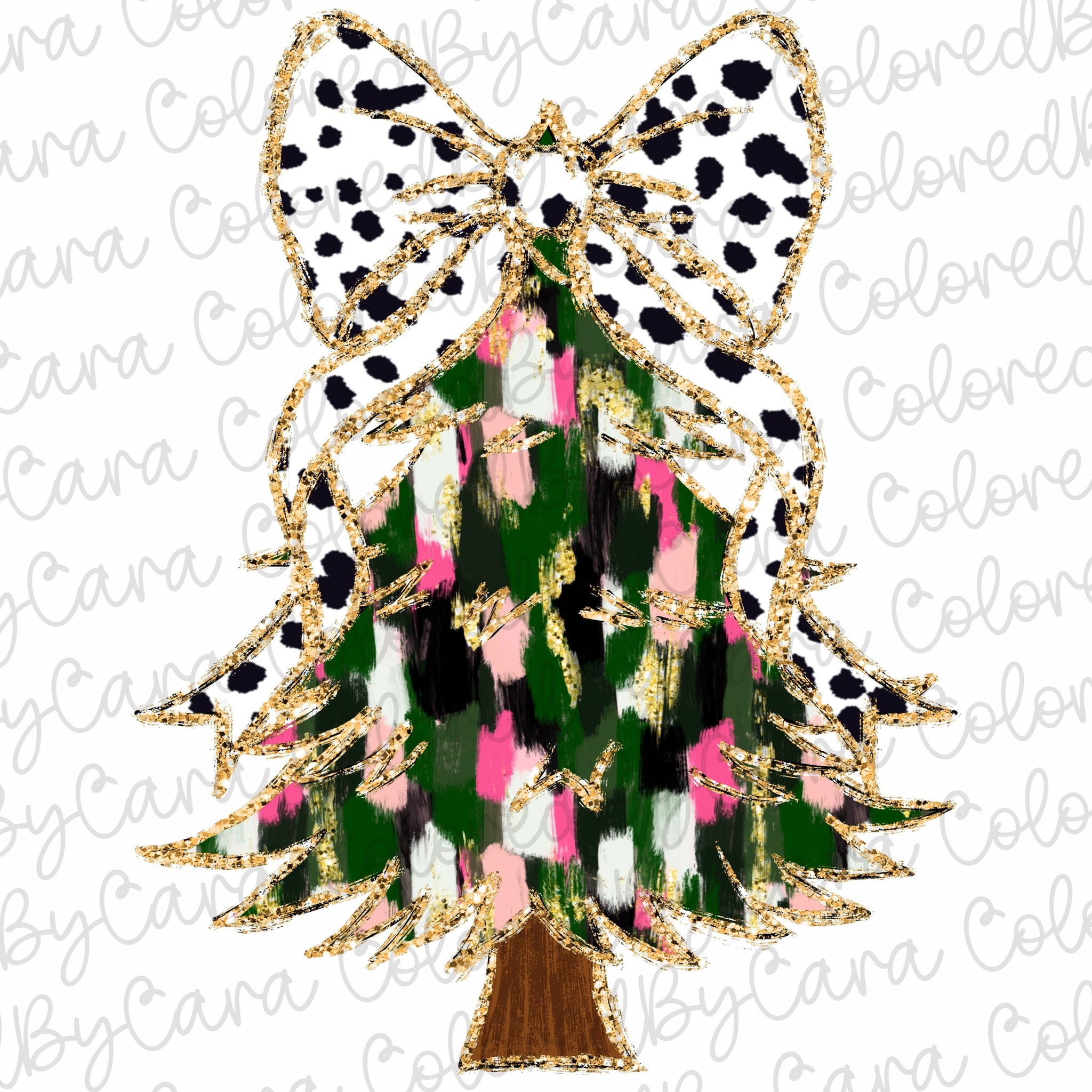 Colorful Coquette glitter Christmas png girls Christmas tree design dtf Christmas girls winter png kids santa design bow acrylic brushstroke 4 SCU