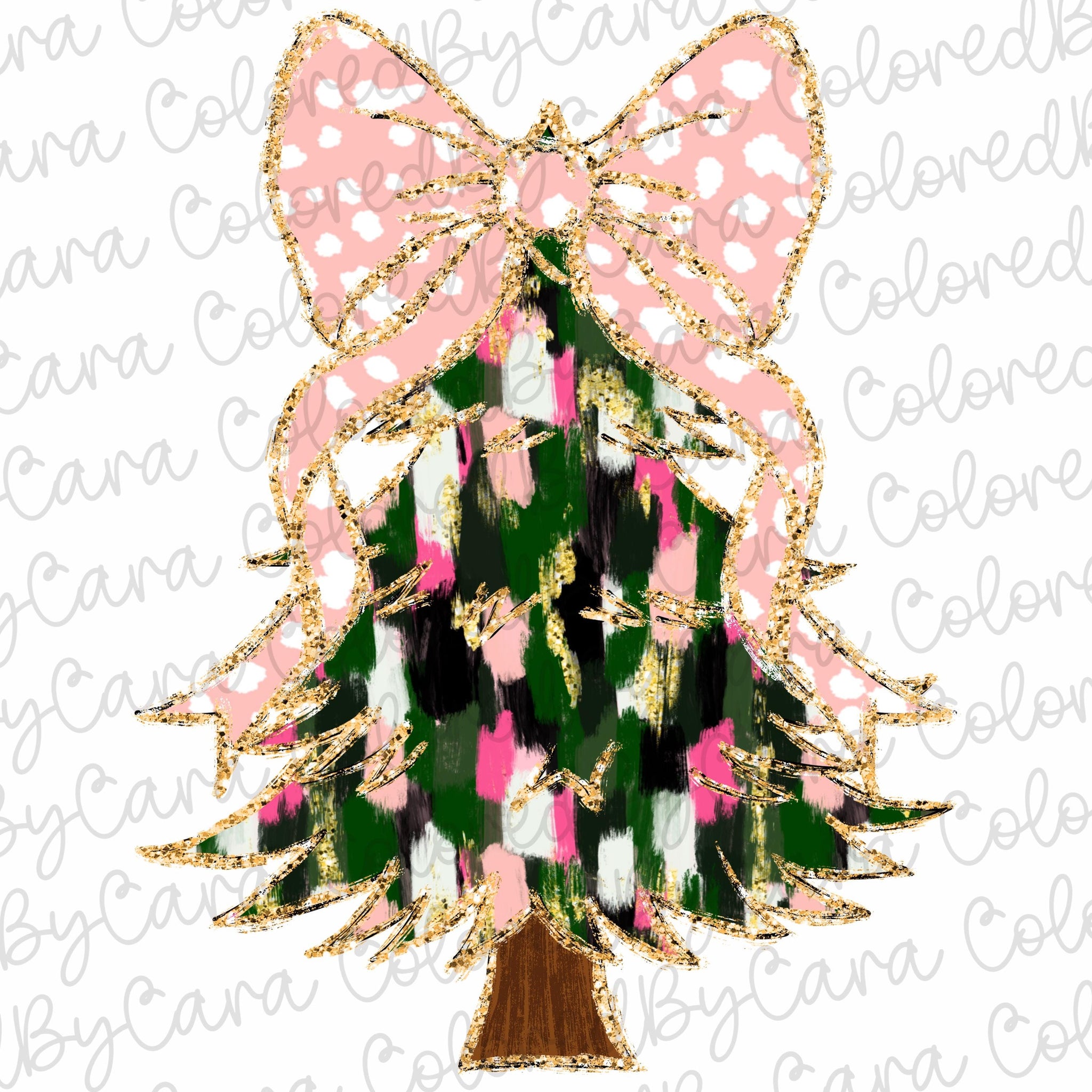 Colorful Coquette glitter Christmas png girls Christmas tree design dtf Christmas girls winter png kids santa design bow acrylic brushstroke 7 SCU