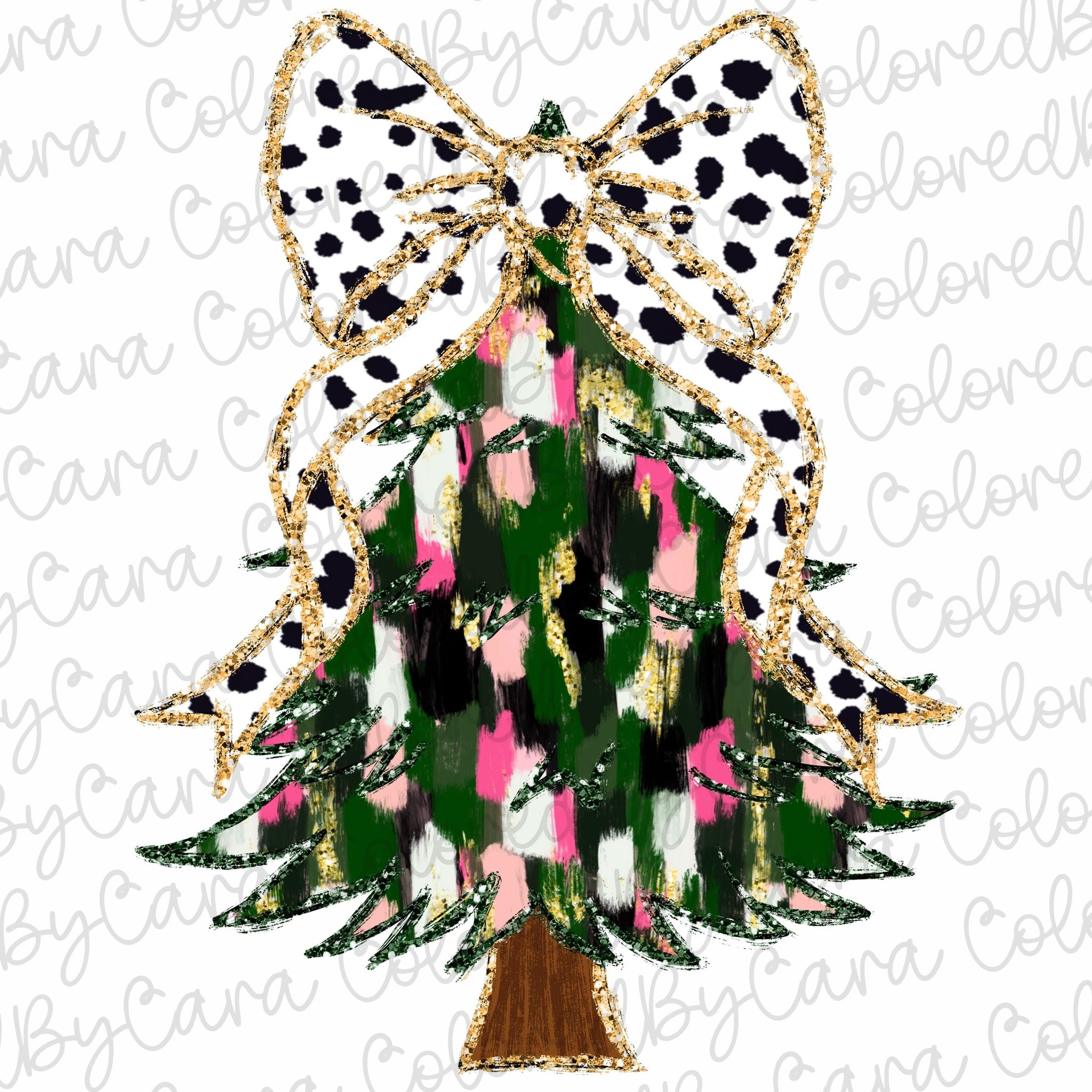 Colorful Coquette glitter Christmas png girls Christmas tree design dtf Christmas girls winter png kids santa design bow acrylic brushstroke 4 SCU