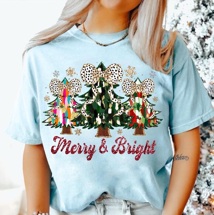 Colorful Coquette Glitter Christmas Tree Png, Merry and Bright Christmas Tree Png, Christmas Coquette Bow Dalmantian Dots Png, brushstroke SCU