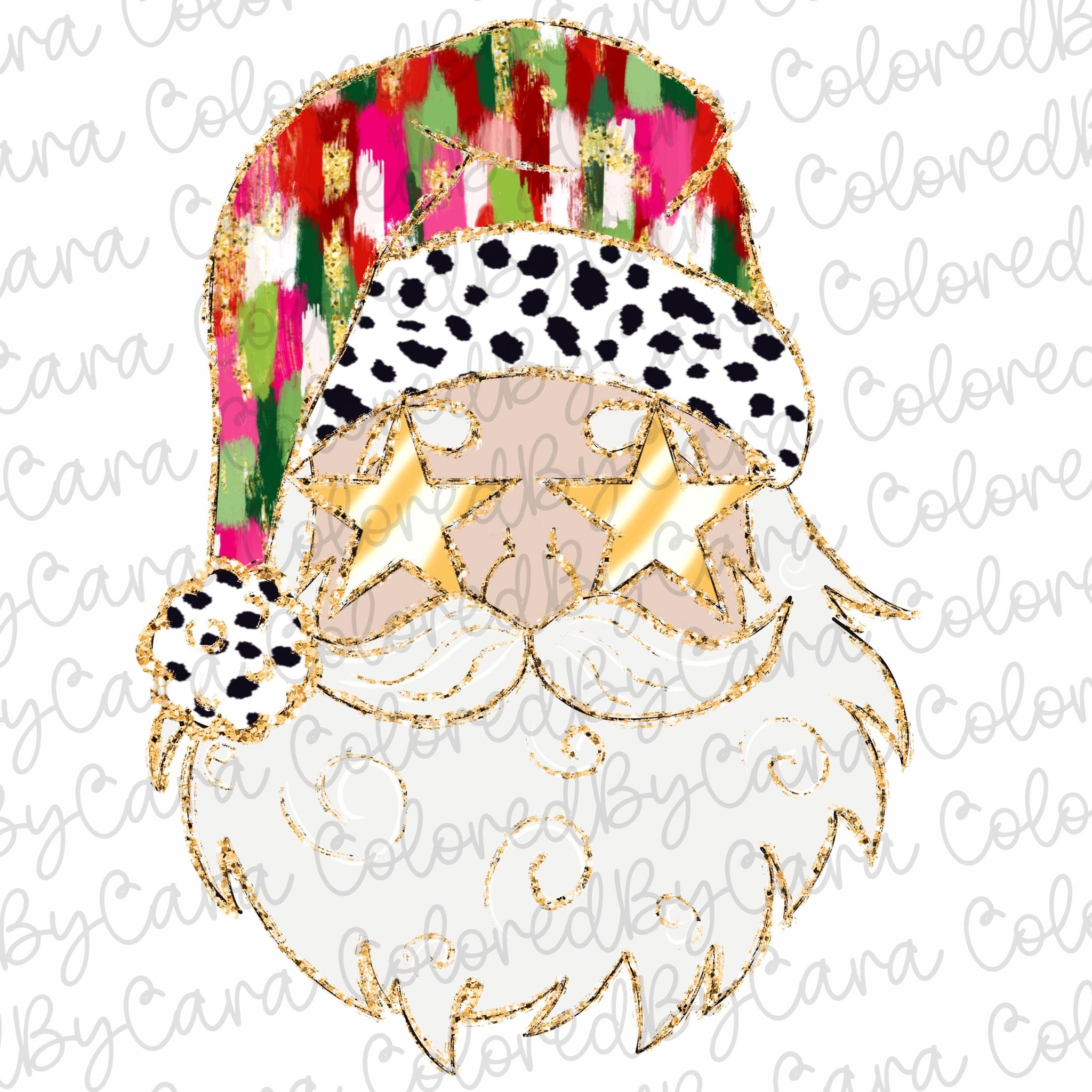 Colorful Coquette glitter Santa png girls brushstroke santa design dtf Christmas girls winter png kids santa design bow acrylic brushstroke 2 SCU