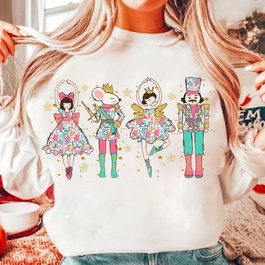 Colorful Gold Glitter Christmas Nutcracker Png, Coquette Pink Christmas Png, Christmas Nutcrackers Ballet Png, Mouse King, Preppy Christmas SCU