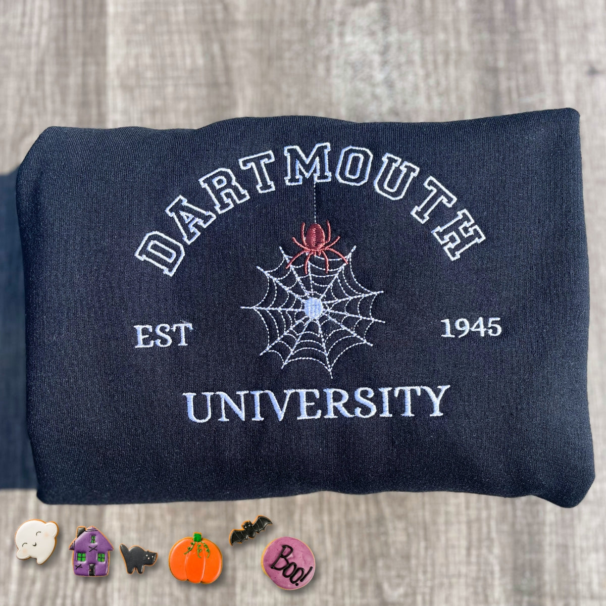 Comfort Color? Custom Embroidered University Spiderweb Halloween T-Shirt or Sweatshirt EMHA2608