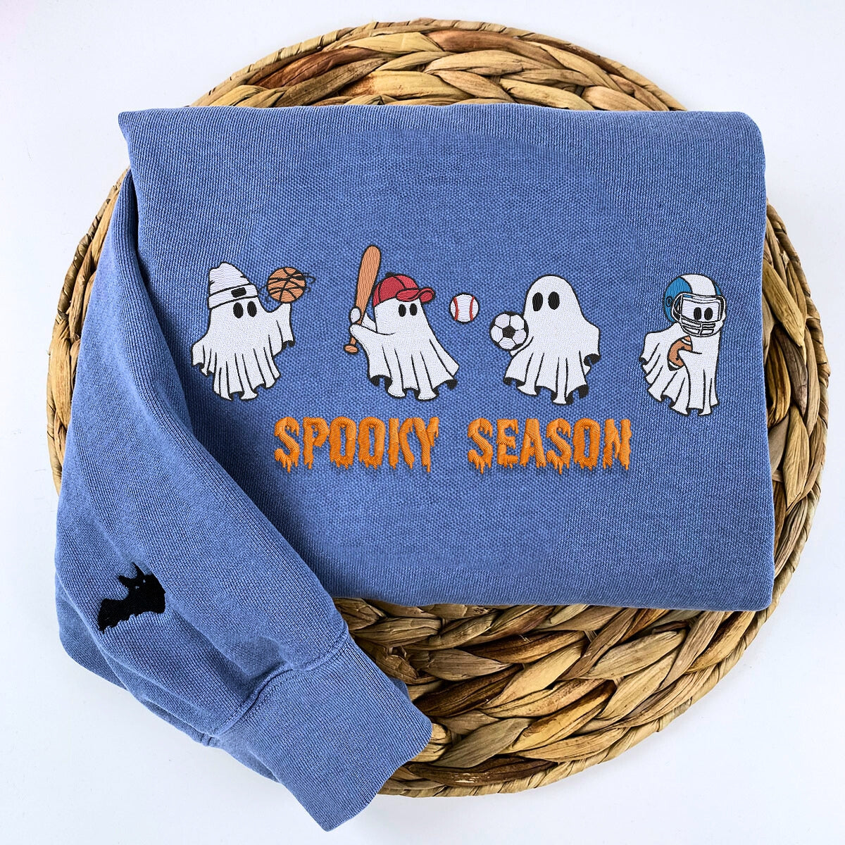 Comfort Color? Embroidered Ghost Playing Sport Spooky Season Halloween T-Shirt or Sweatshirt EMHA2608