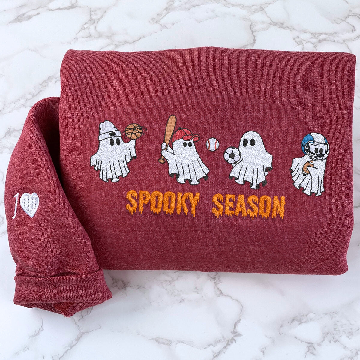 Comfort Color? Embroidered Ghost Playing Sport Spooky Season Halloween T-Shirt or Sweatshirt EMHA2608