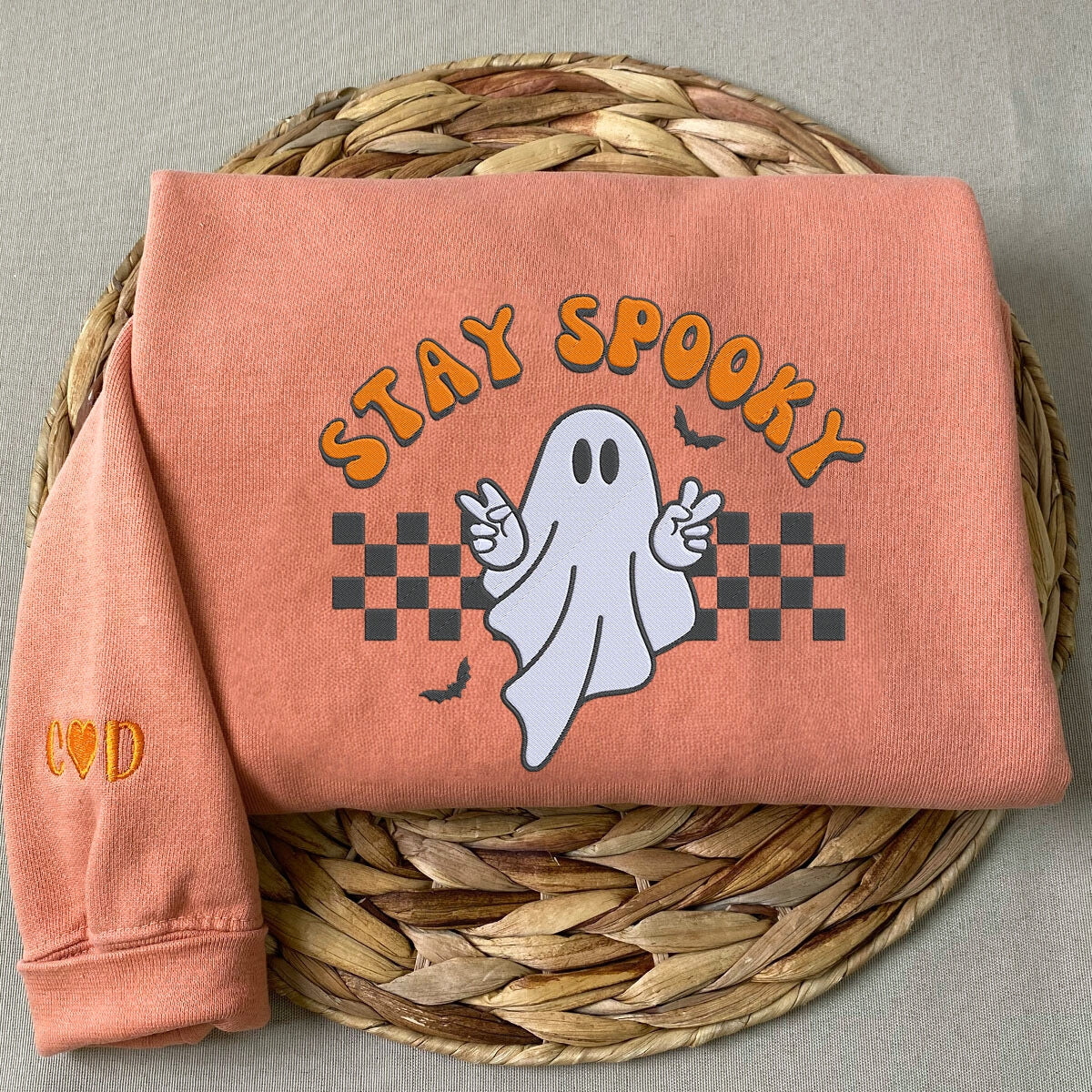 Comfort Color? Embroidered Ghost Stay Spooky Halloween T-Shirt or Sweatshirt EMHA2608