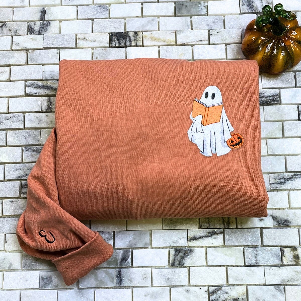 Comfort Color? Embroidered Halloween Ghost Book Lover T-Shirt or Sweatshirt EMHA2608