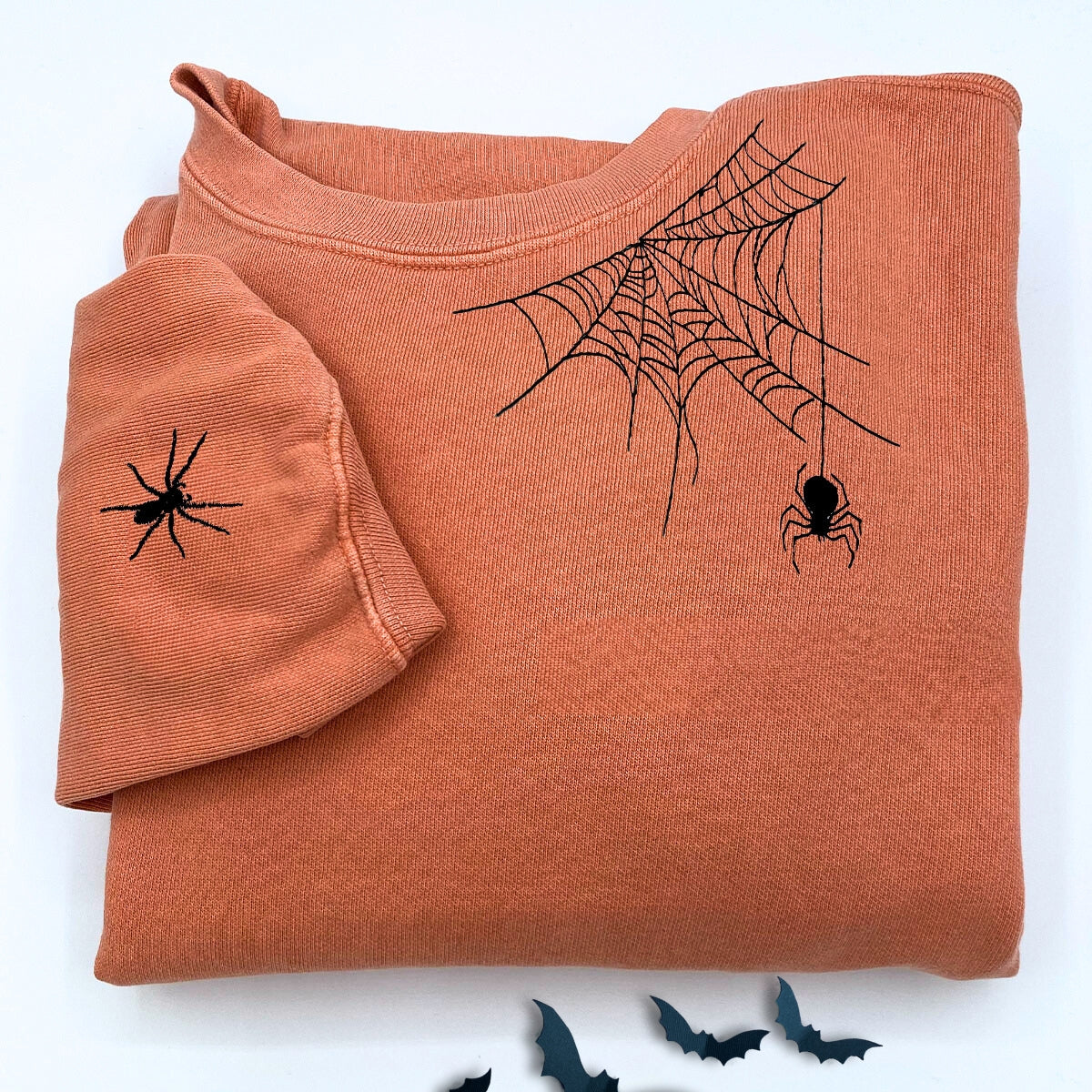 Comfort Color? Embroidered Spiderweb Halloween T-Shirt or Sweatshirt EMHA2608