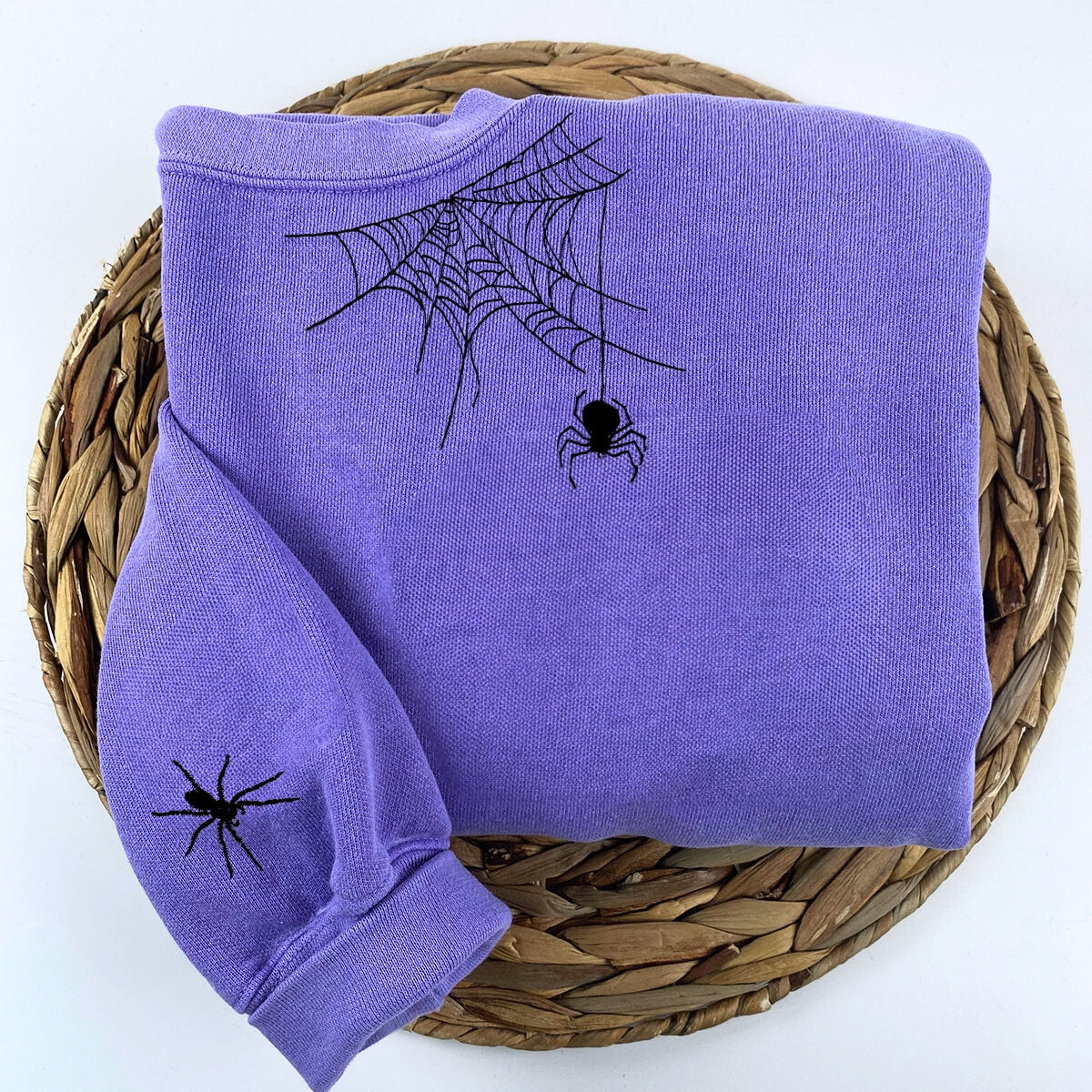 Comfort Color? Embroidered Spiderweb Halloween T-Shirt or Sweatshirt EMHA2608