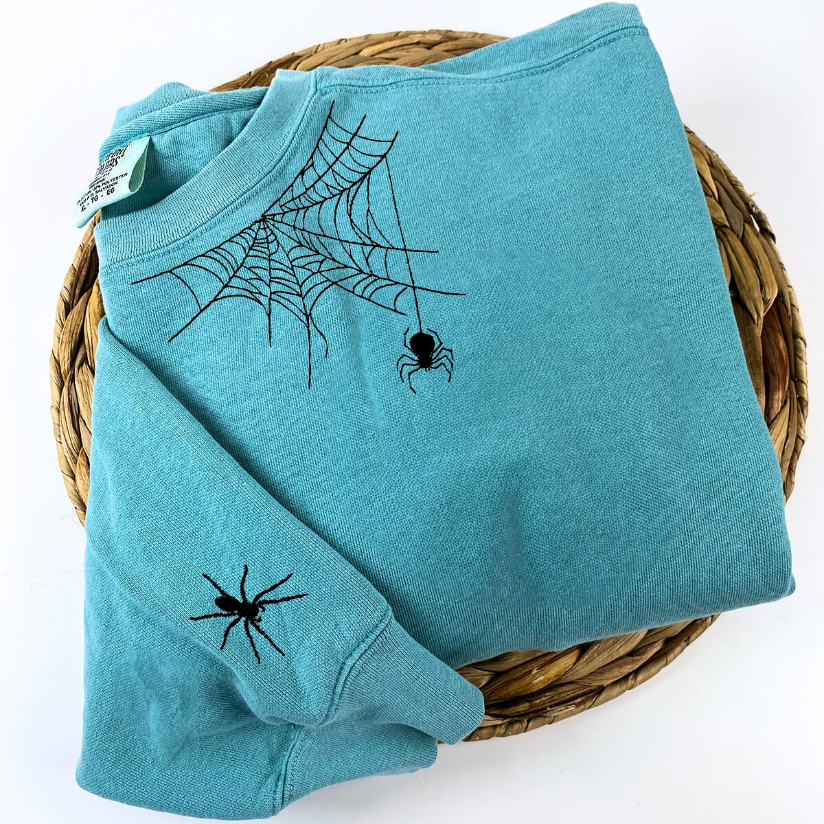 Comfort Color? Embroidered Spiderweb Halloween T-Shirt or Sweatshirt EMHA2608