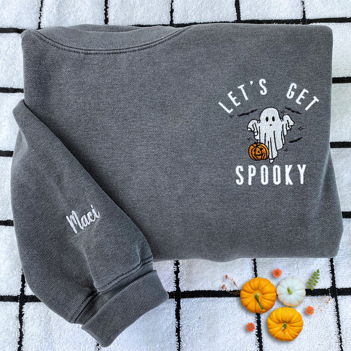 Comfort Color? Spooky Season Crewneck, Let's Get Spooky Embroidered Halloween Sweatshirts, Hoodie EMHA2608