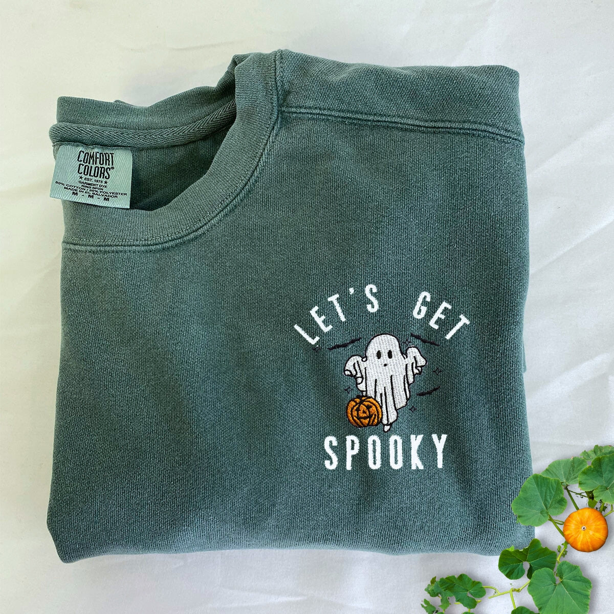 Comfort Color? Spooky Season Crewneck, Let's Get Spooky Embroidered Halloween Sweatshirts, Hoodie EMHA2608