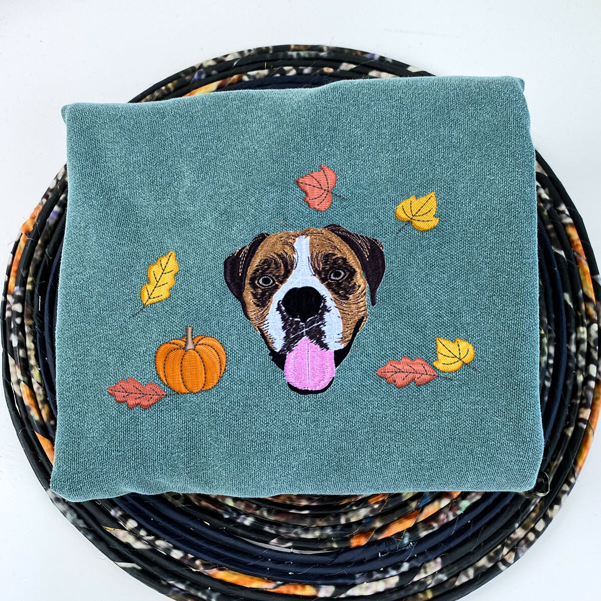 Comfort Colors? Custom Embroidered Halloween Dog Portrait T-Shirt or Sweatshirt EMHA2608