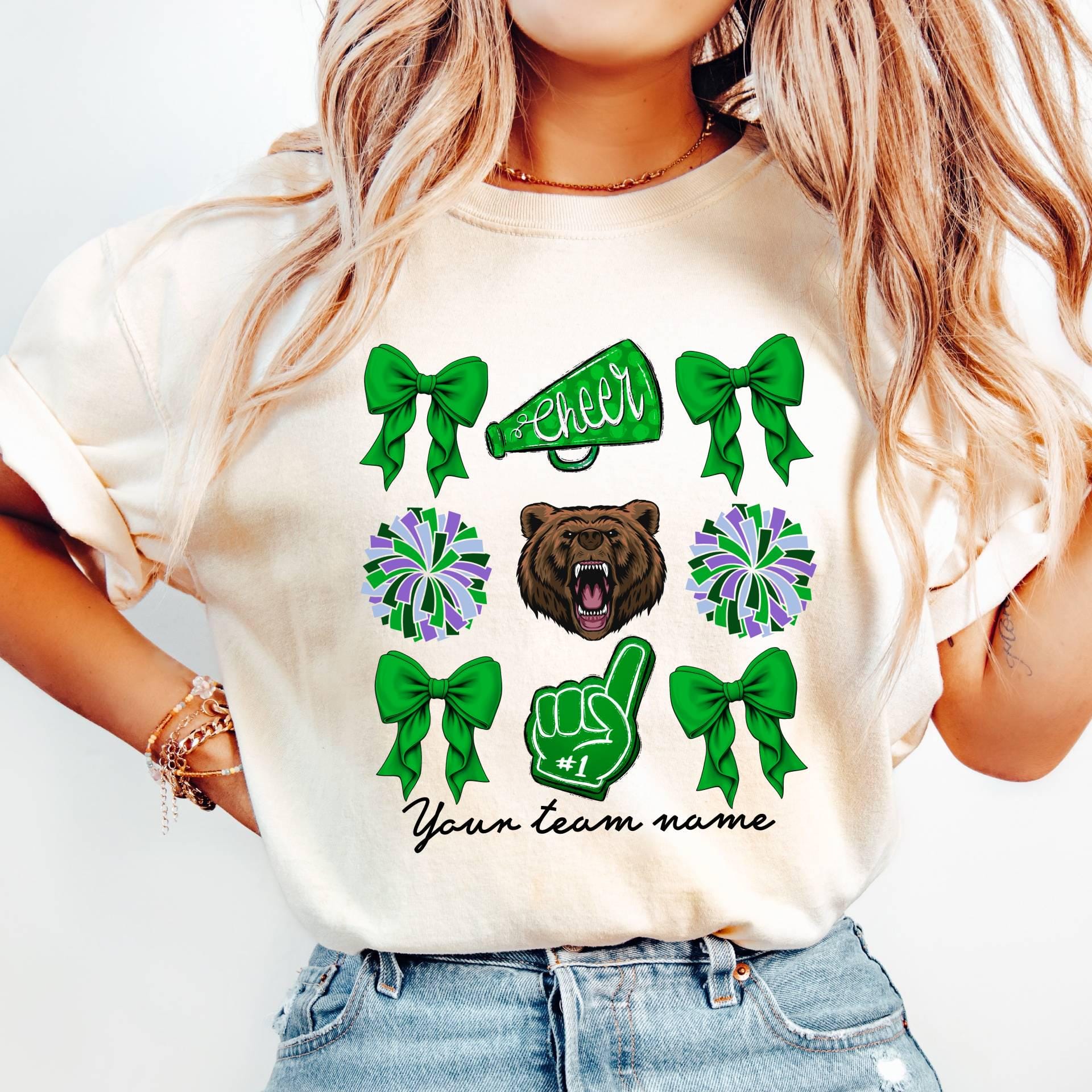 Comfort Colors? Custom Football Bow Shirt,Football Cheer Mom Shirt,Cheer Mascot Coquette Shirt,School Mascot Name Tee,Cheerleader Cheer Mom 1 FB2308