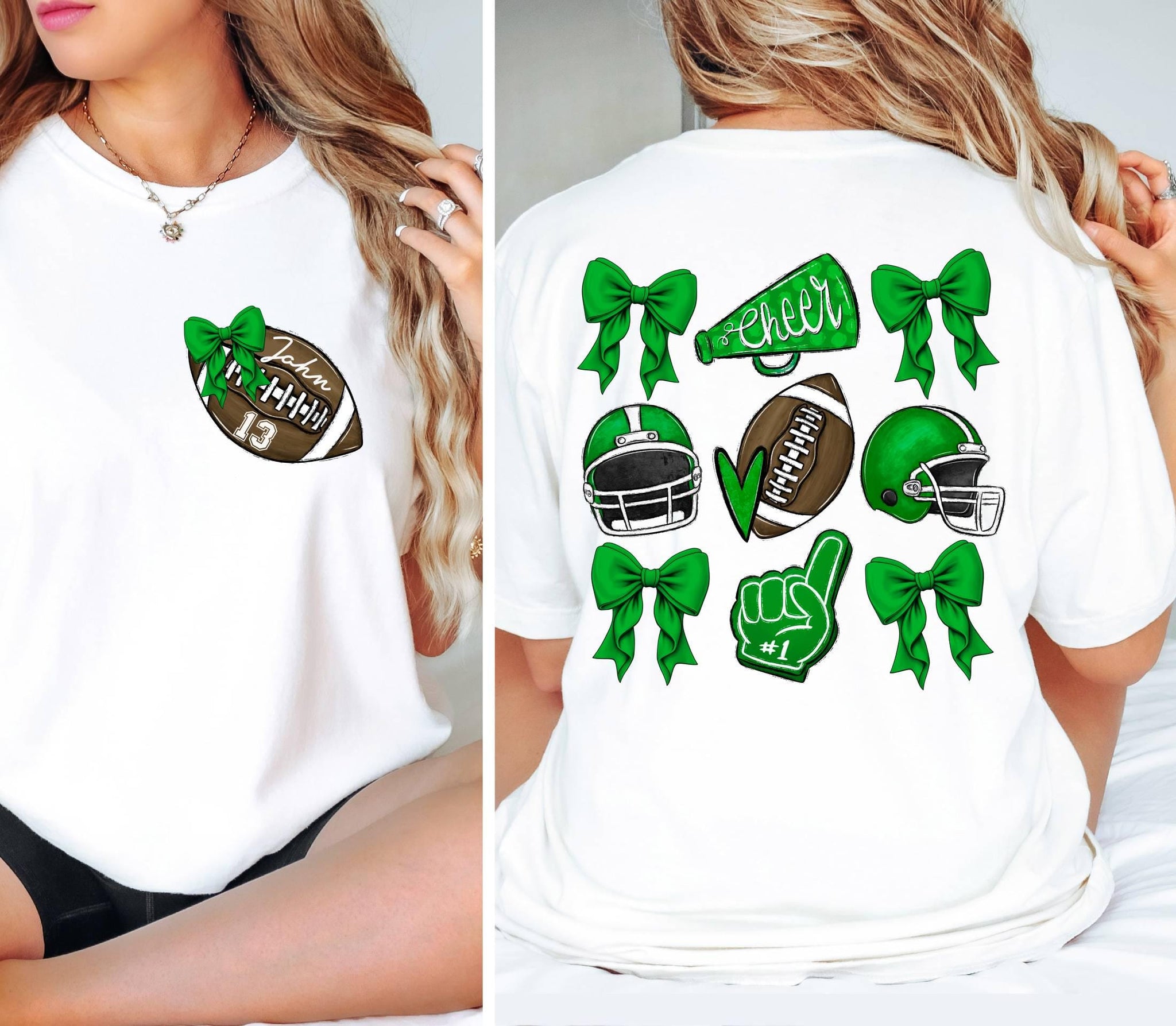 Comfort Colors? Custom Football Mom Shirt, Mascot Bow Front & Back Shirt Coquette Bow School Spirit Tshirt,Cute Cheerleader Cheer Mascot Tee CUSFB