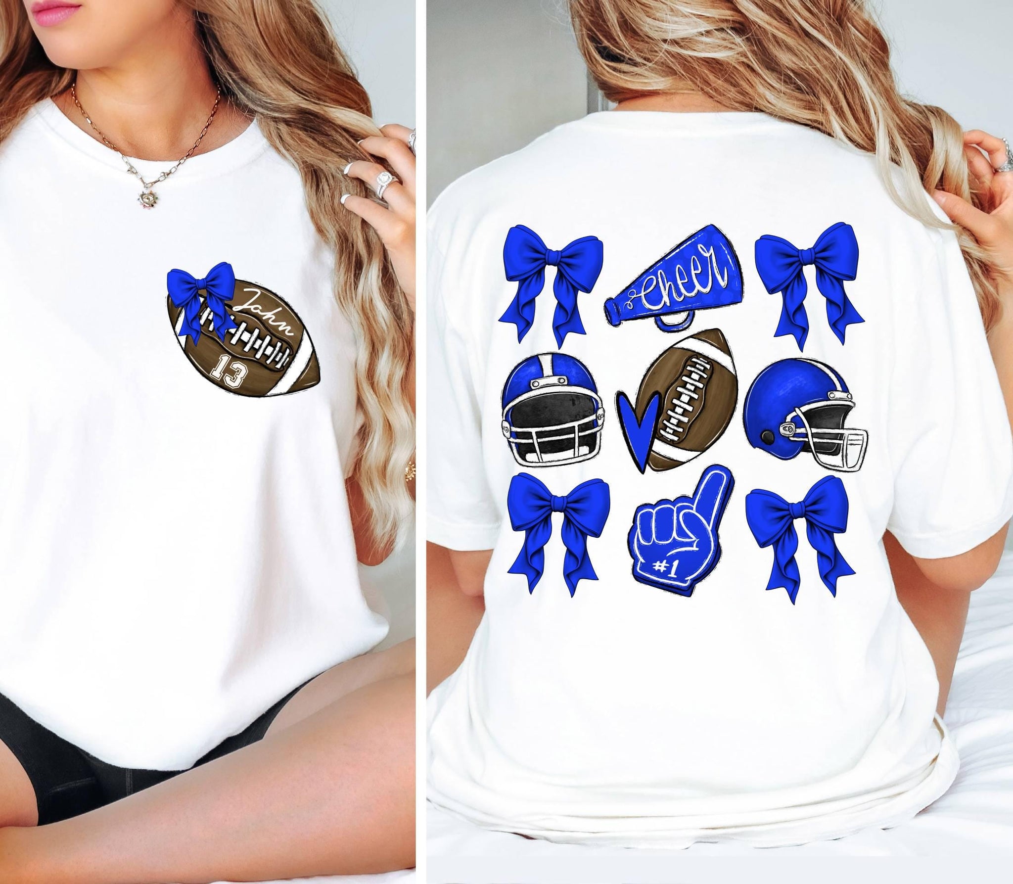 Comfort Colors? Custom Football Mom Shirt, Mascot Bow Front & Back Shirt Coquette Bow School Spirit Tshirt,Cute Cheerleader Cheer Mascot Tee CUSFB