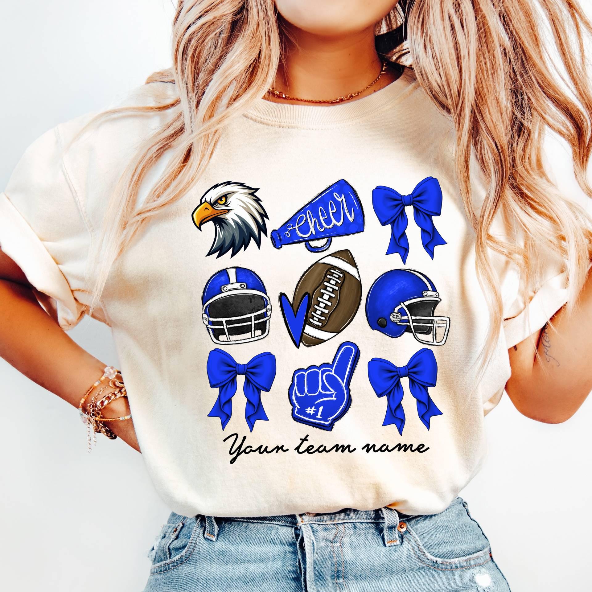 Comfort ColorsCustom Football Cheer Mom Shirt, Cute Mascot Bow Shirt,Coquette Bow School Spirit Tee,Football Team Shirt,Custom Game Day Tee 1 FB2308