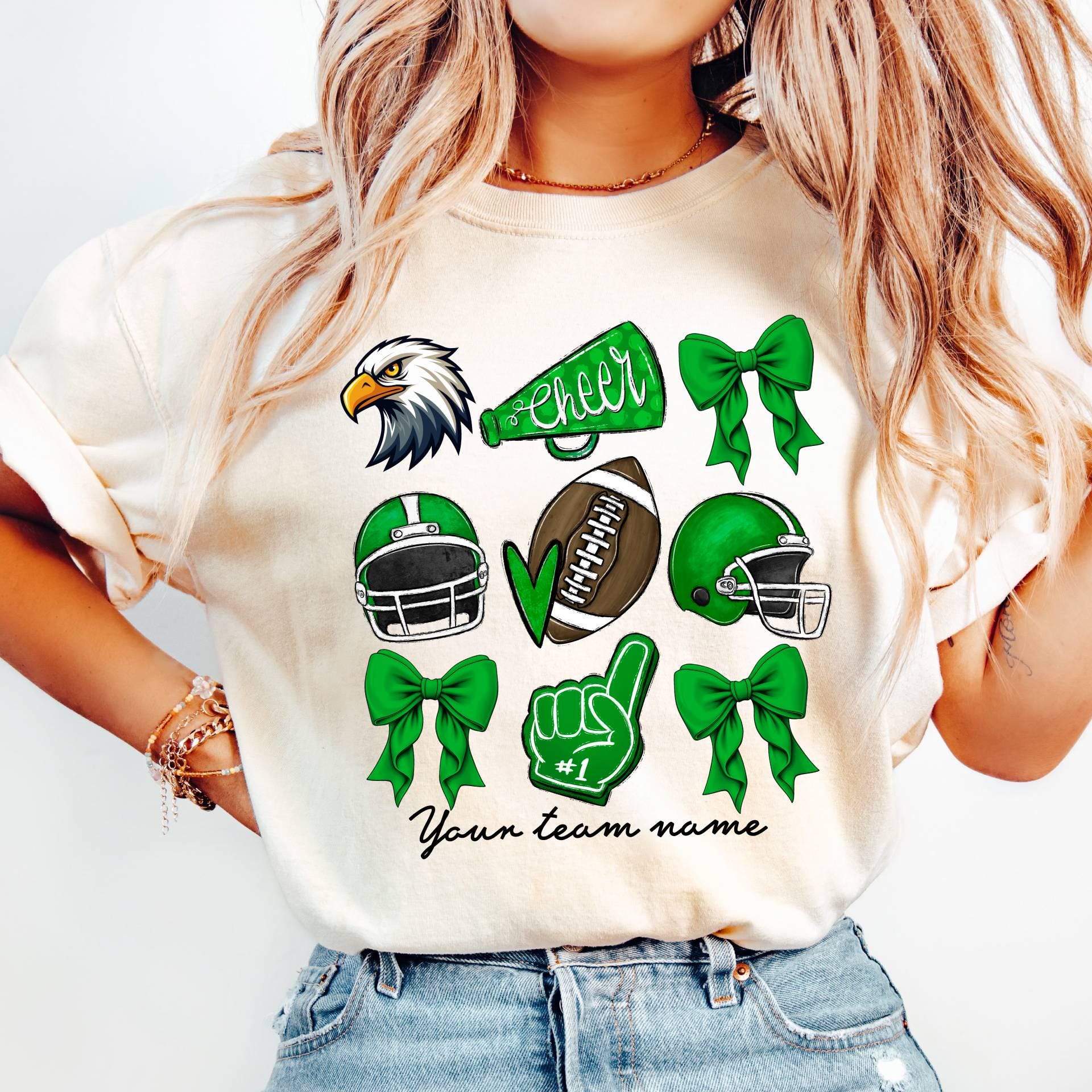 Comfort ColorsCustom Football Cheer Mom Shirt, Cute Mascot Bow Shirt,Coquette Bow School Spirit Tee,Football Team Shirt,Custom Game Day Tee 1 FB2308