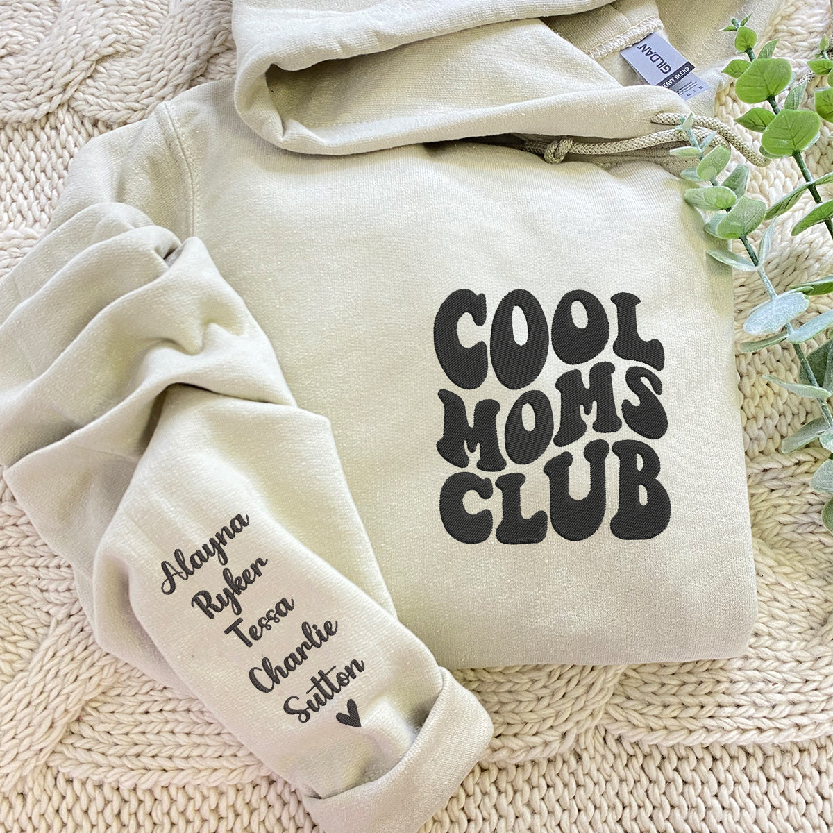 Cool Mom Club Embroidered Hoodie, Cool Mom Hood, Custom Mom Gift EM5