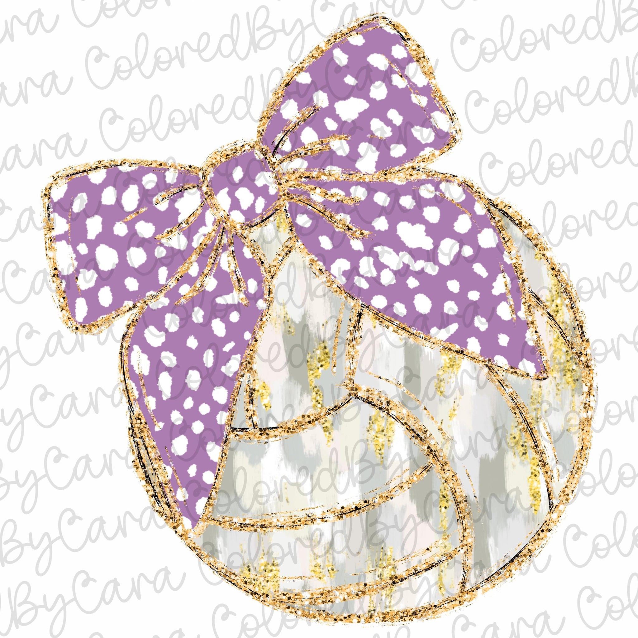 Coquette gold glitter volleyball png girls volleyball design dtf girls volley ball png bow acrylic brushstroke Dalmatian SCU