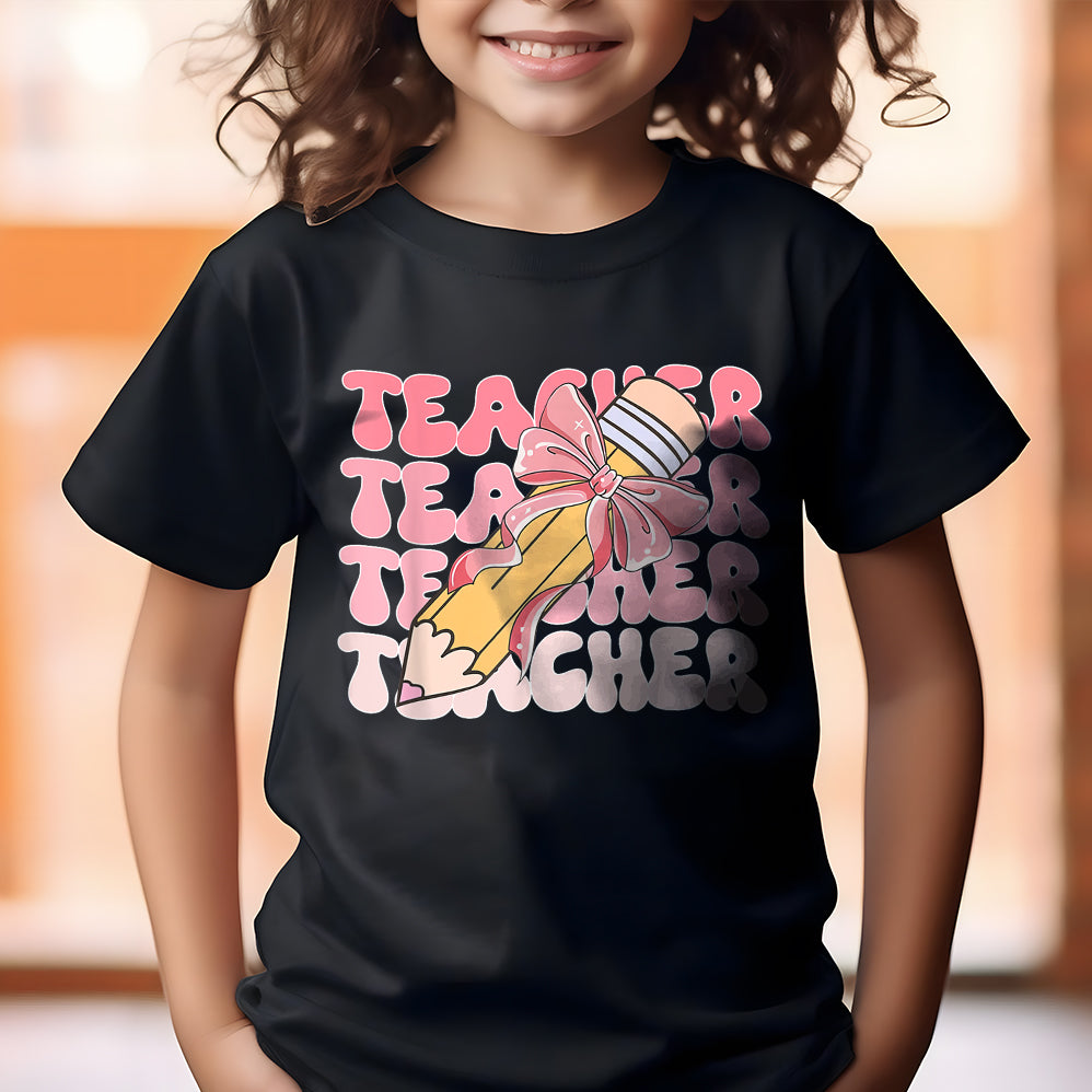 Coquette School Shirt,Back To School Shirts,Teacher Coquette Pink Bow T-Shirt,Cute Teacher Gift V2,First Day of School Tee,Teacher Appreciation